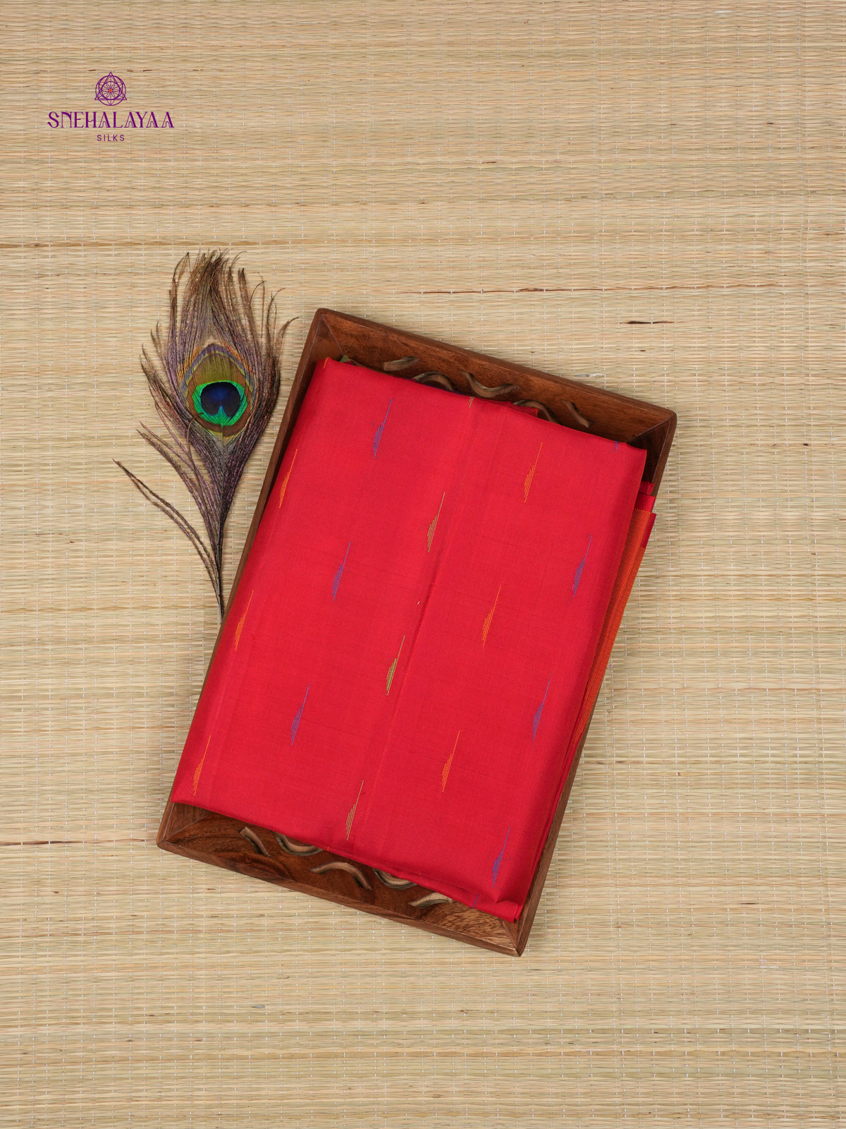 Red Borderless Kanjivaram Soft Silk Saree