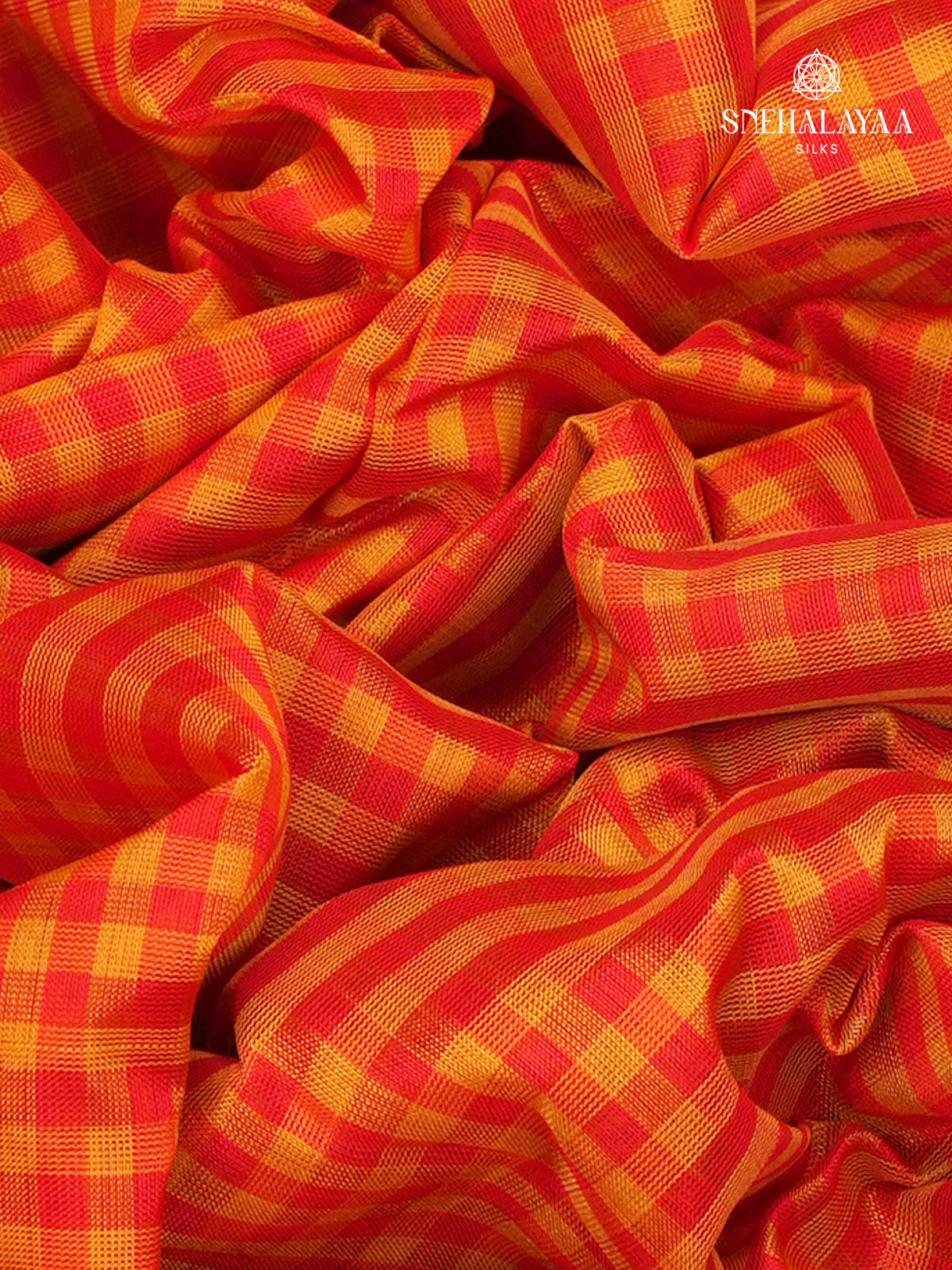 Rust Orange Kanchi Silk Cotton Saree