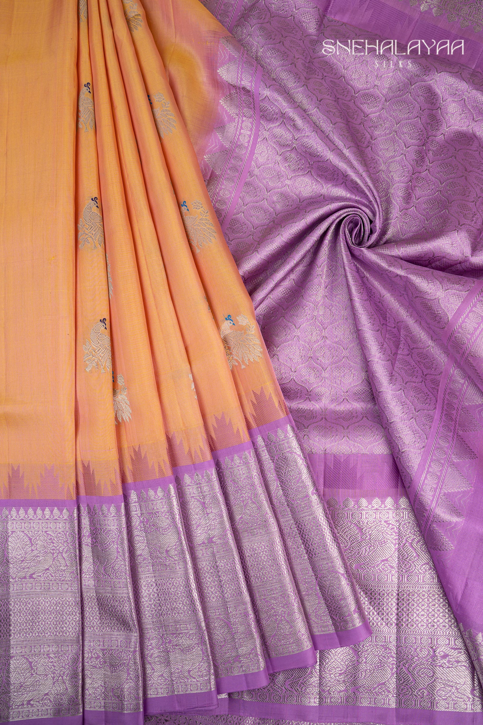 Yellow Orange Venkatagiri Silk Saree