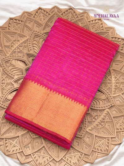Pink Mangalagiri Silk Cotton Saree