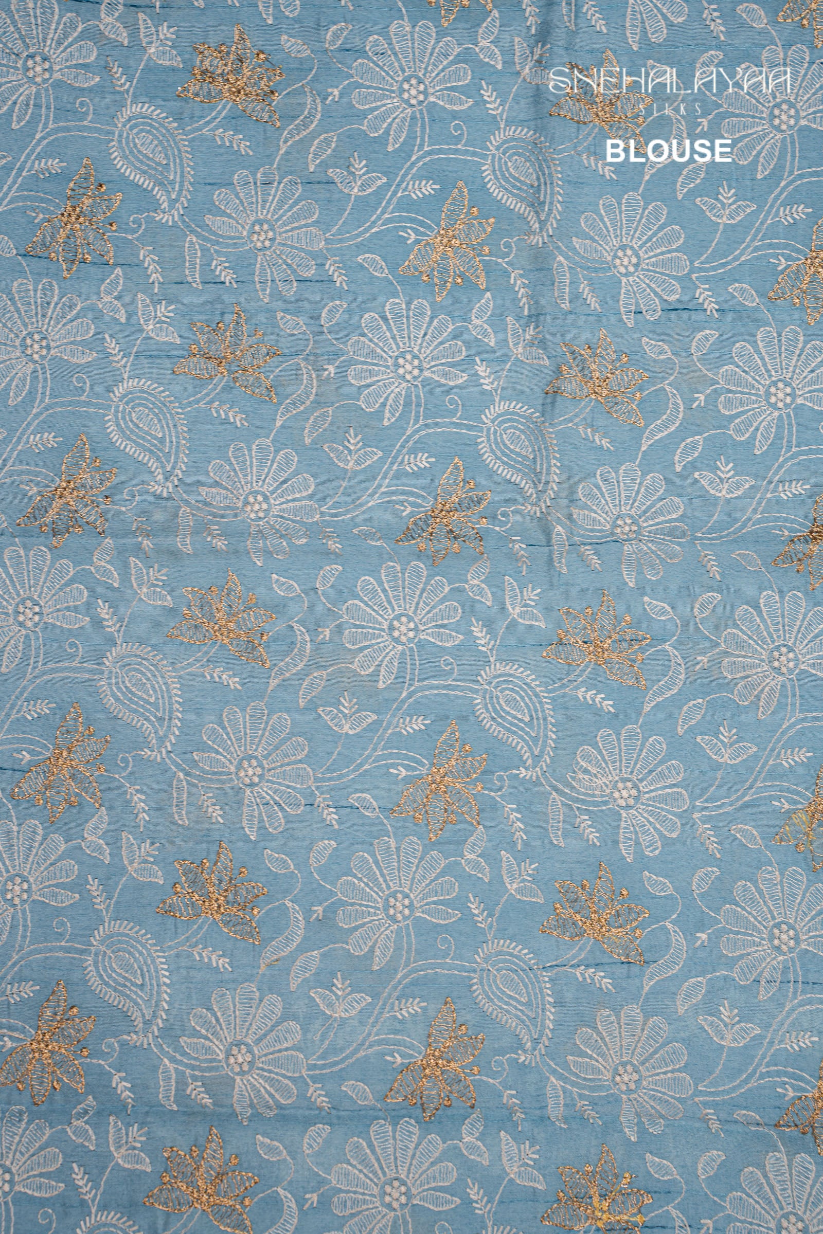 Sky Blue Raw Silk Saree