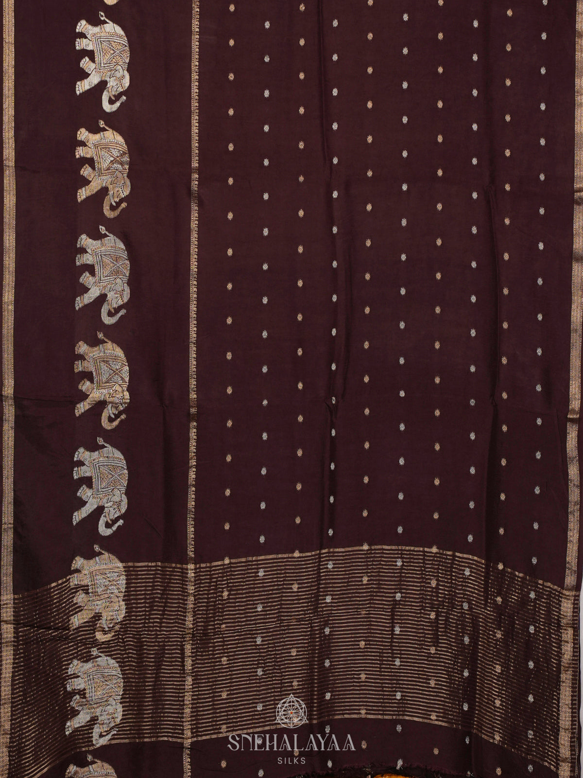 Brown Banaras Dola Silk Saree