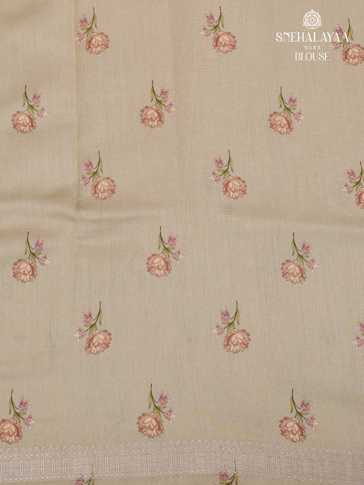 Beige Chiniya Silk Saree