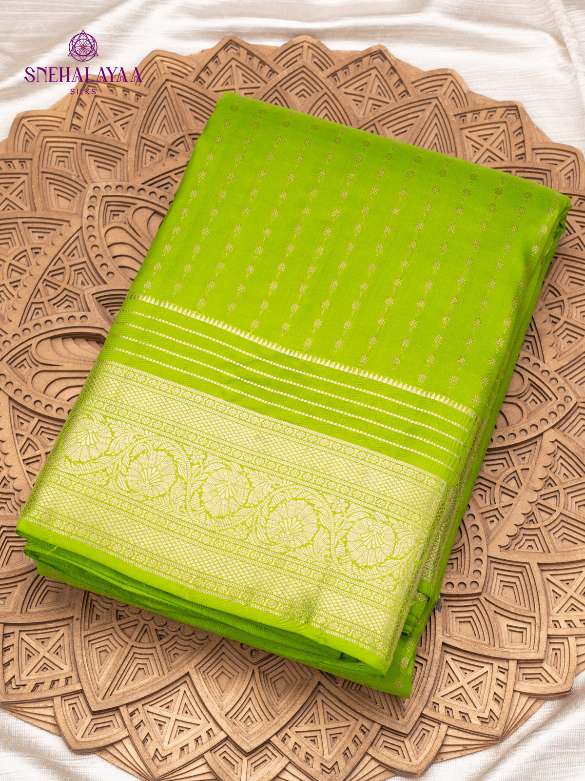 Parrot Green Kanjivaram Silk Saree