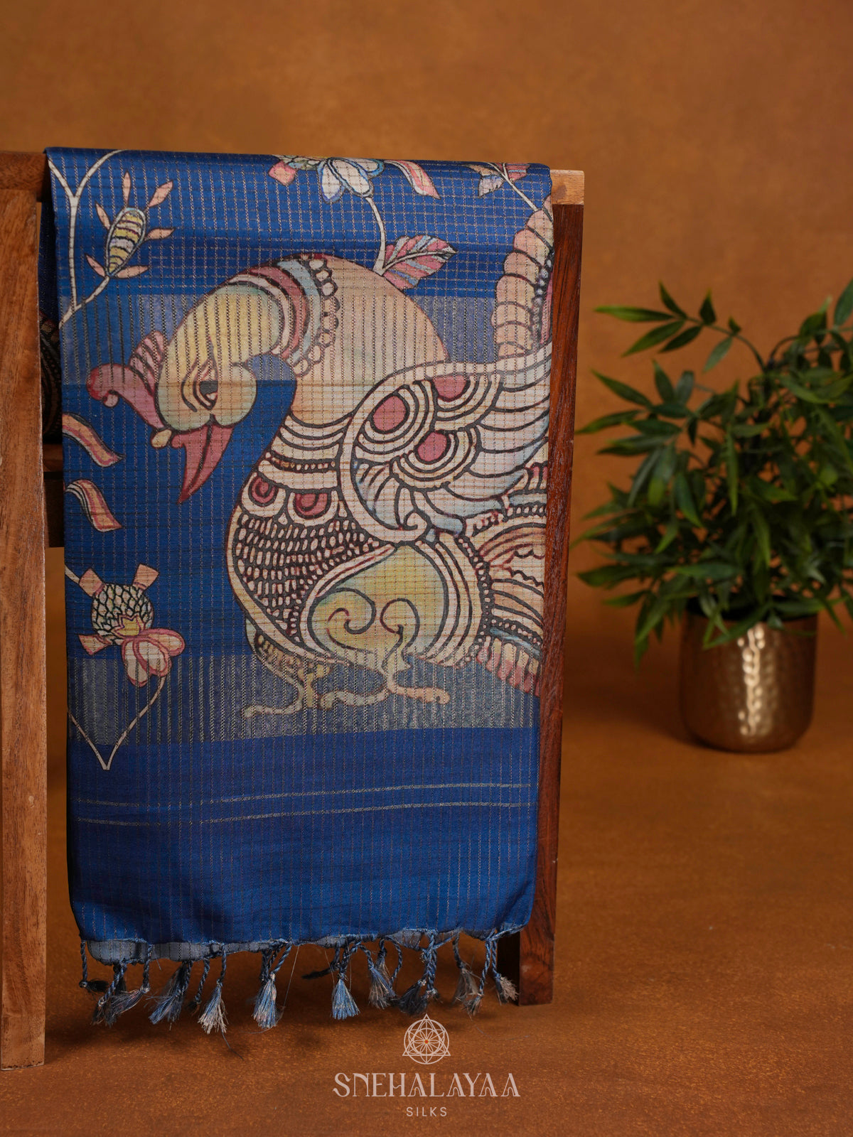 Brown Tussar Saree with Floral Prints