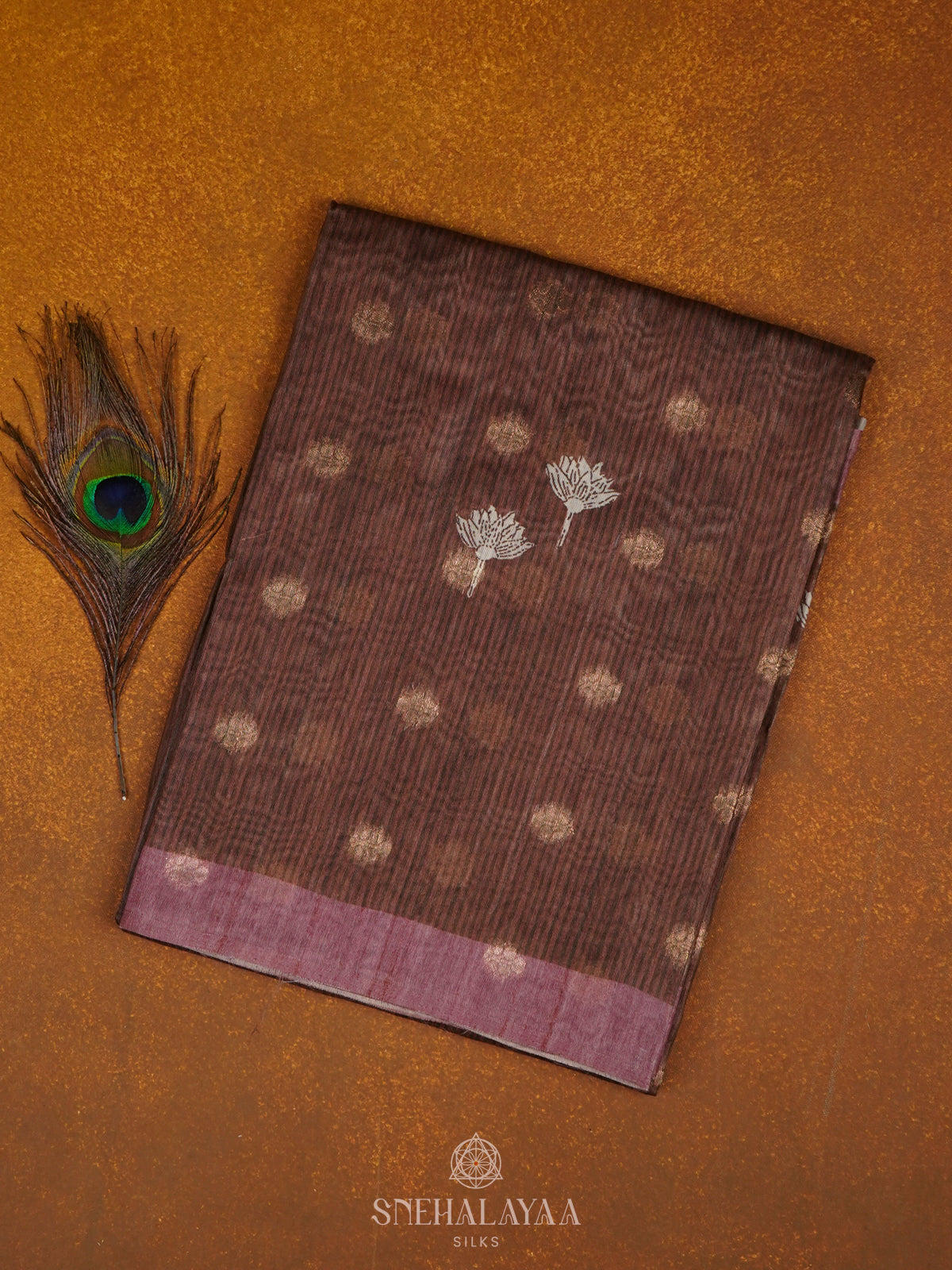Brown Munga Tussar Saree