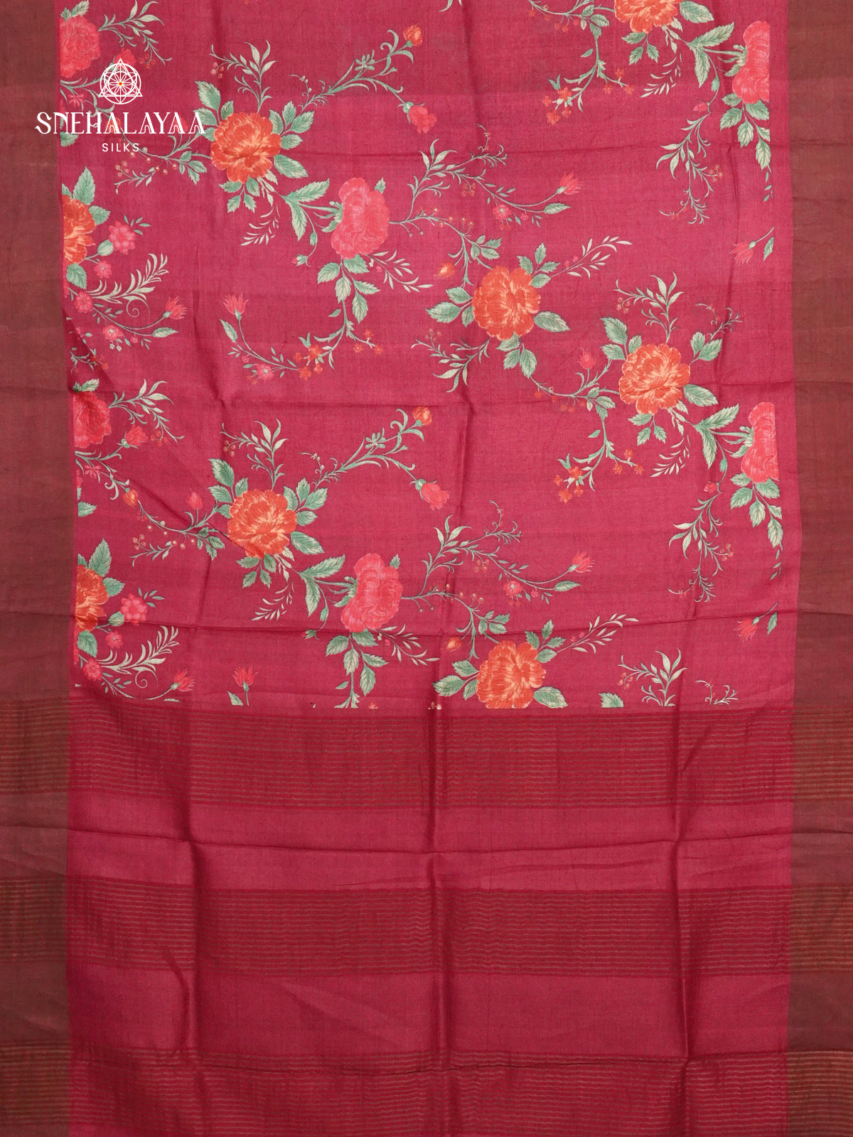 Maroon Tussar Saree