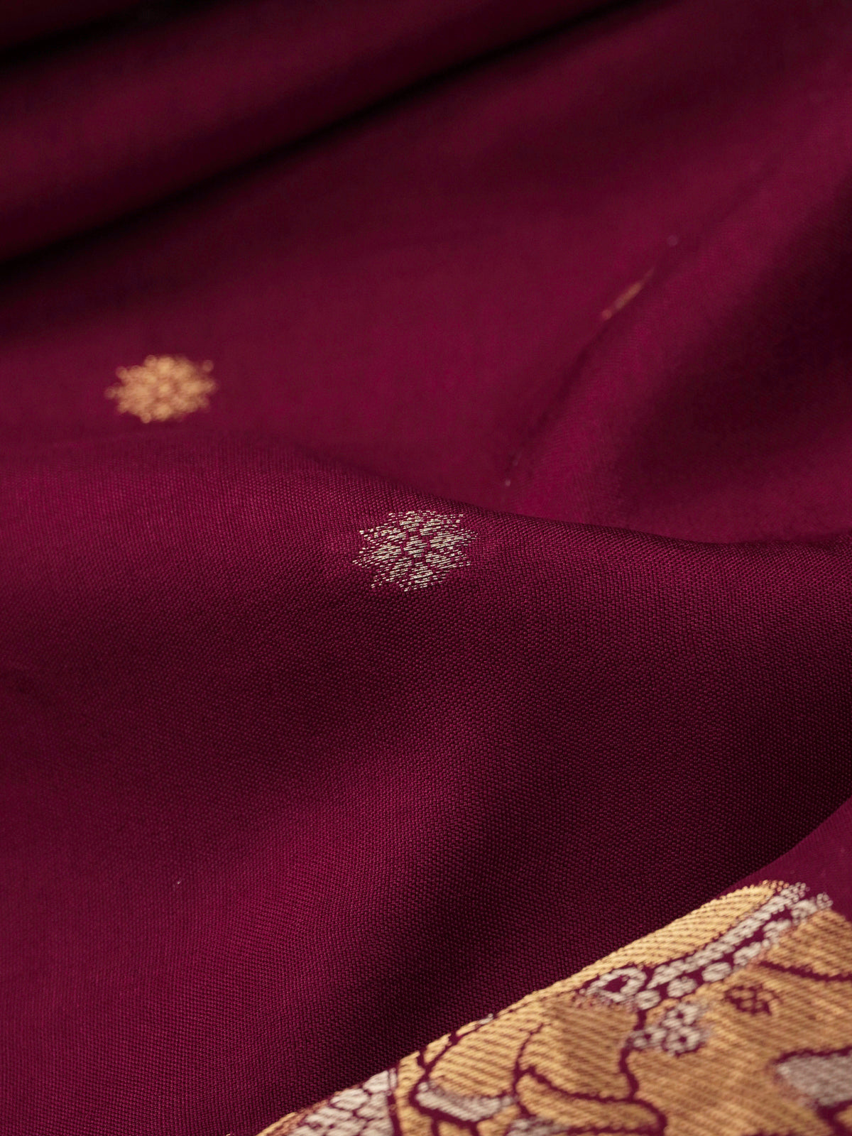 Burgundy Banaras Dola Silk Saree