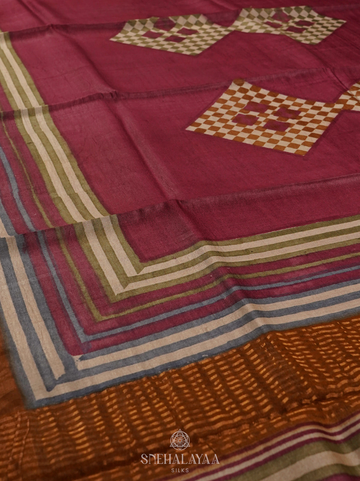 Magenta Tussar Saree