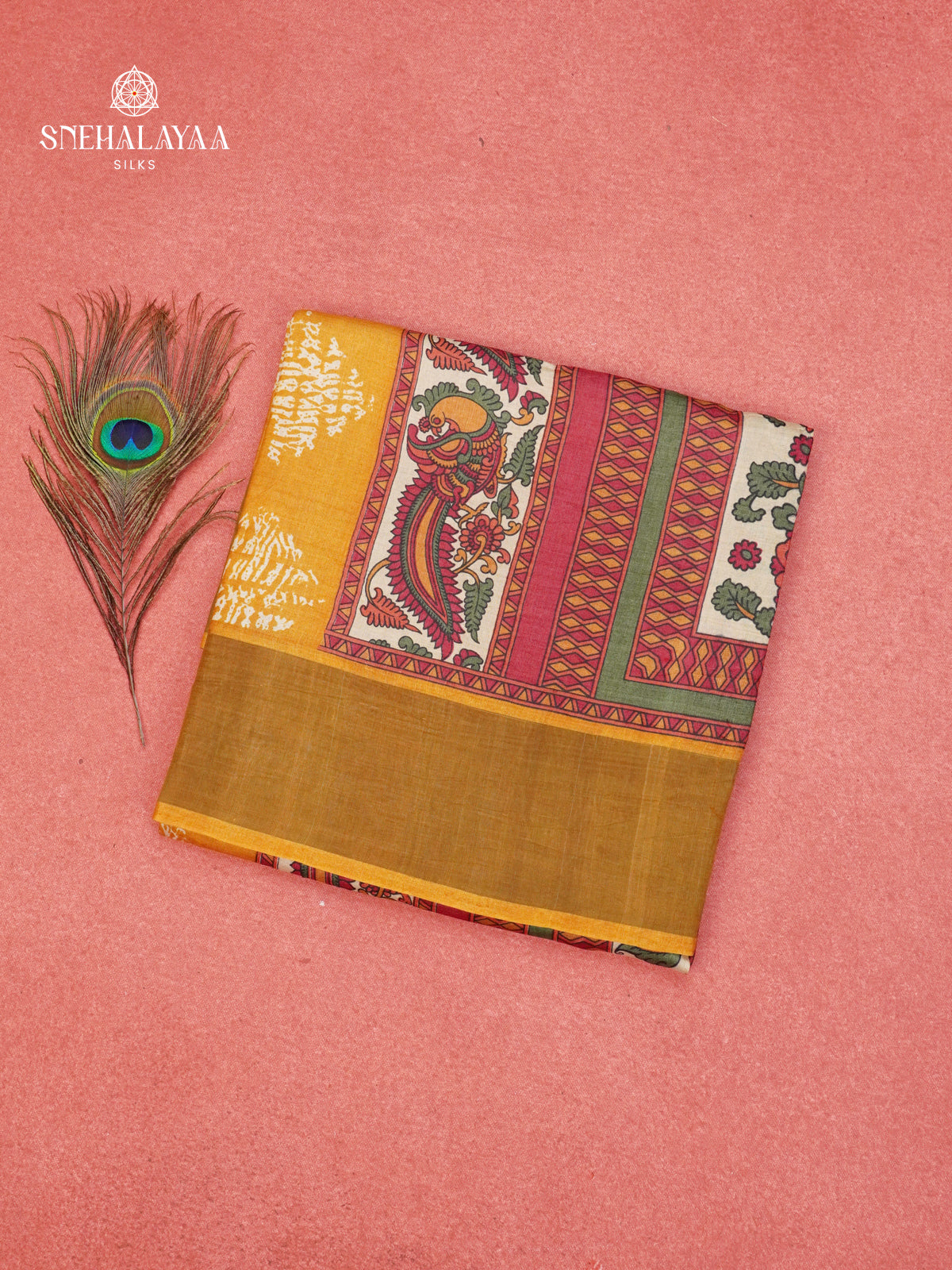Yellow Tussar Saree