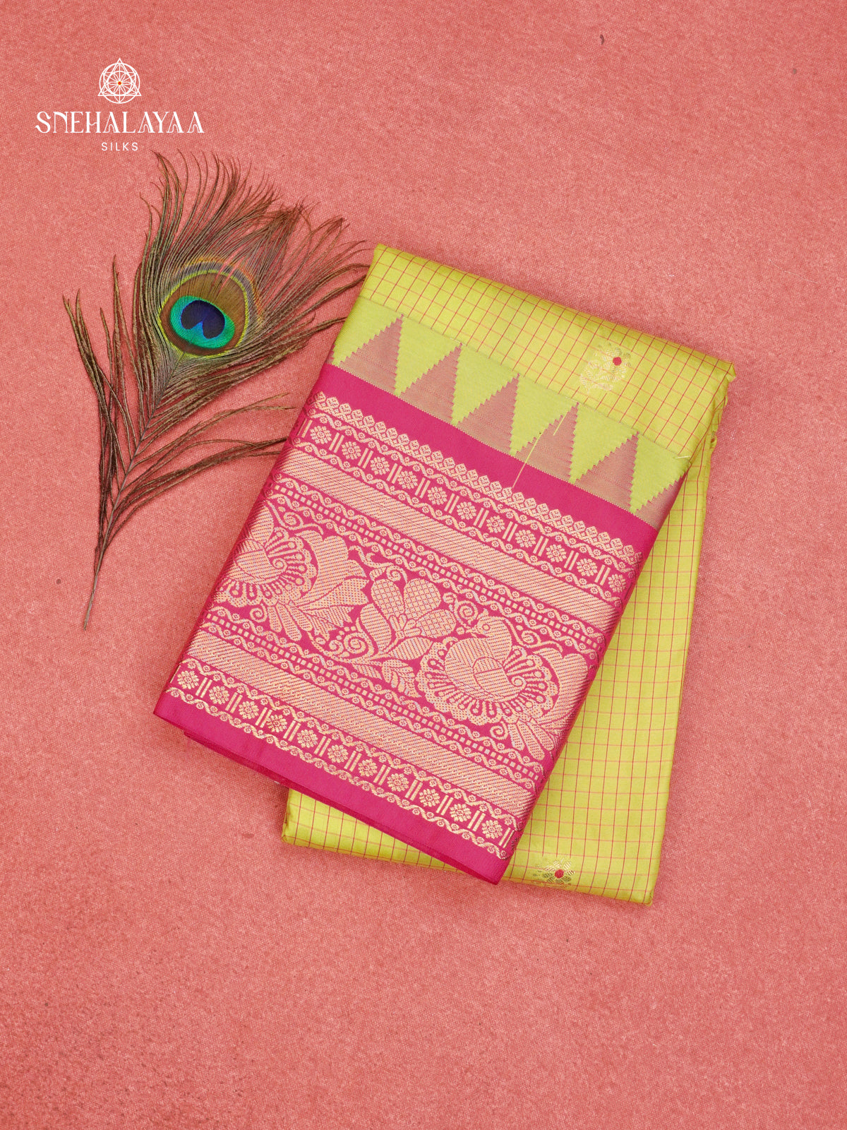 Lemon Yellow Gadwal Silk Saree