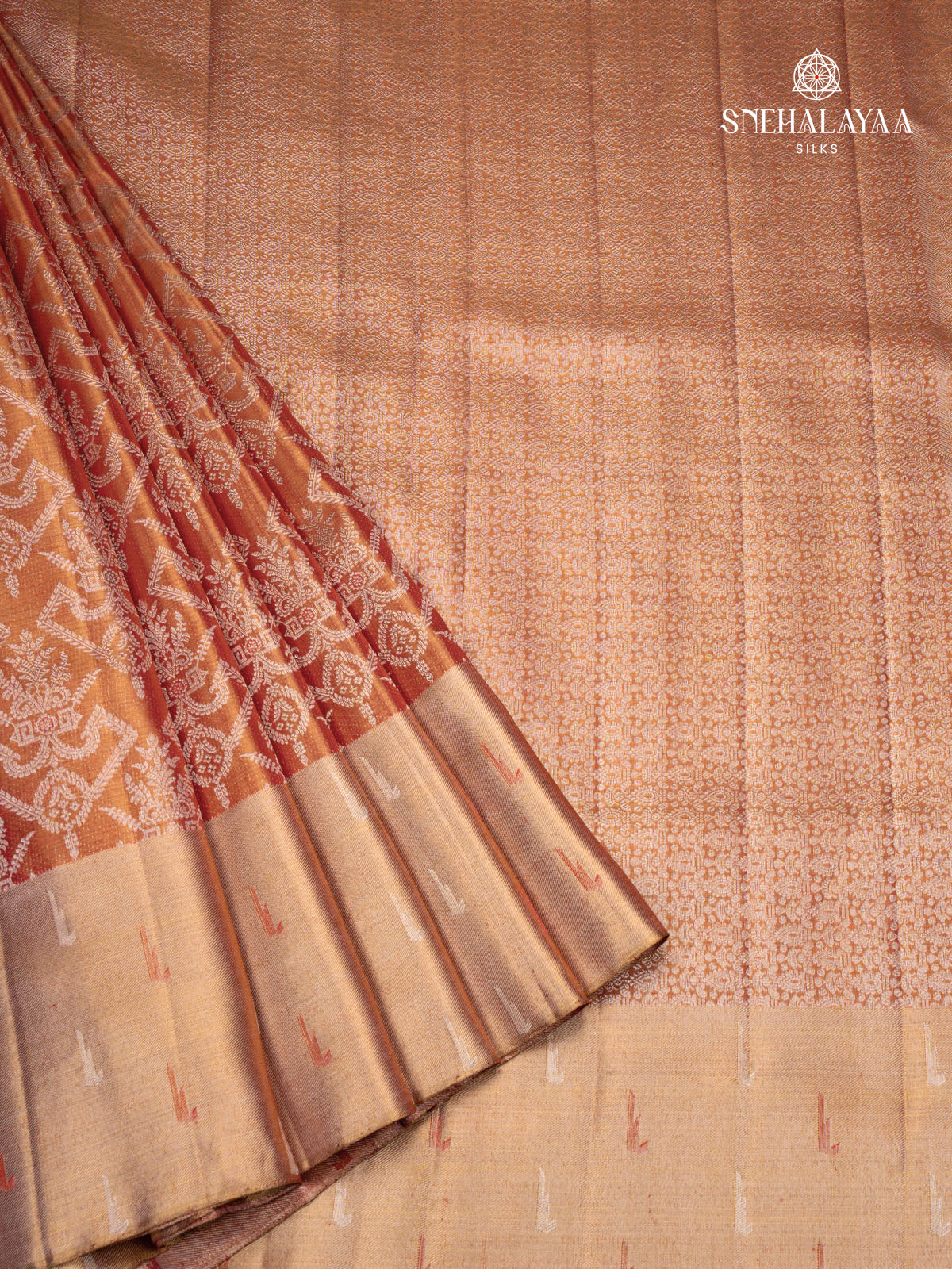 Rustic Orange Kanjivaram Silk Saree