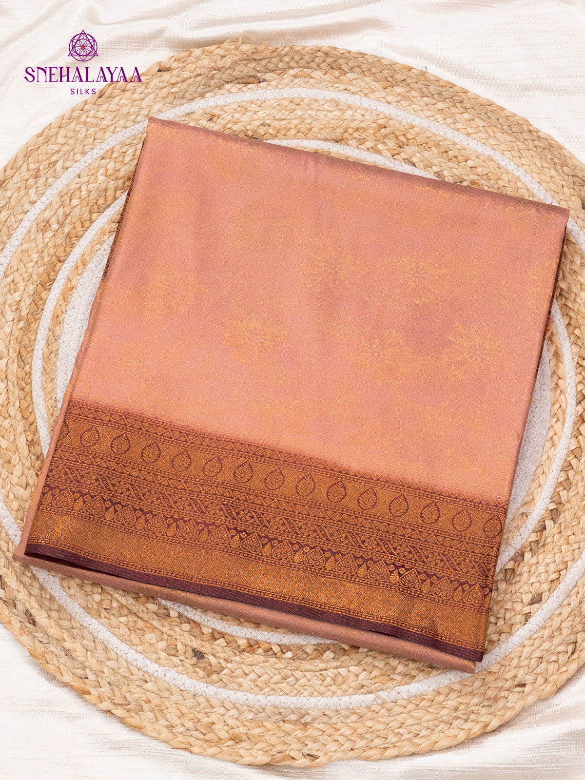 Burnt Orange Soft Silk Saree