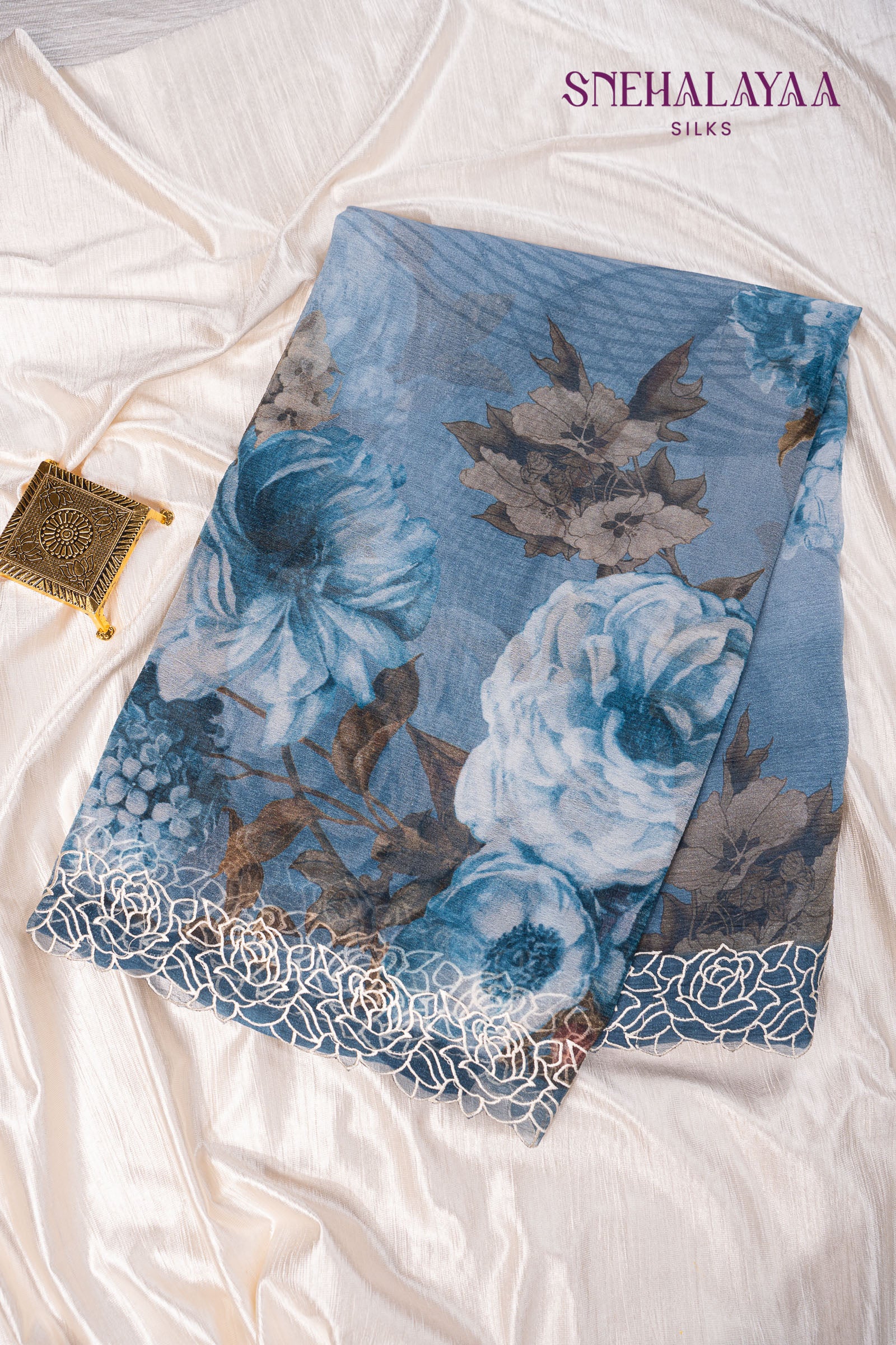 Sapphire Blue Crush Saree