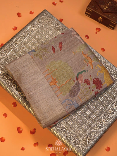 Grey Matka Tussar Saree