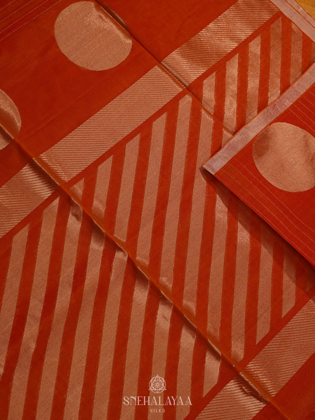 Orange Kora Silk Cotton Saree