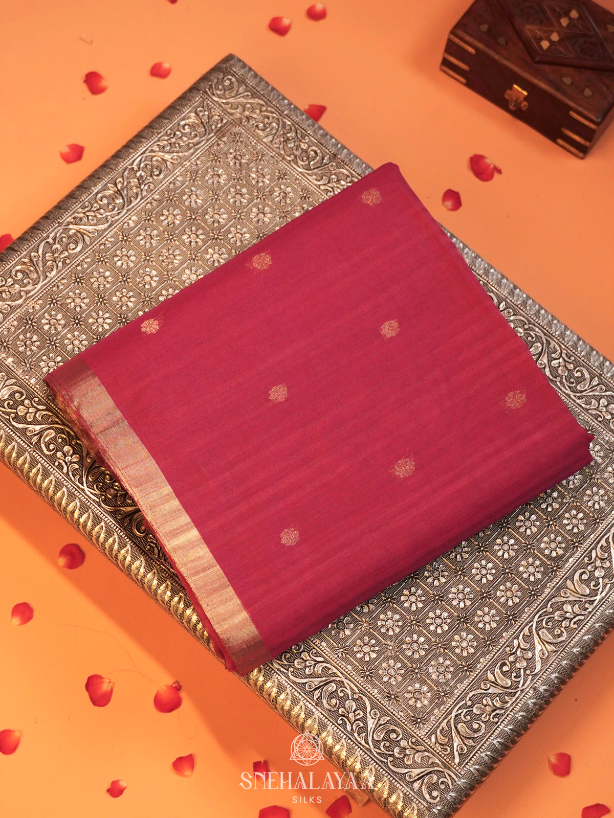 Magenta Kora Silk Cotton Saree