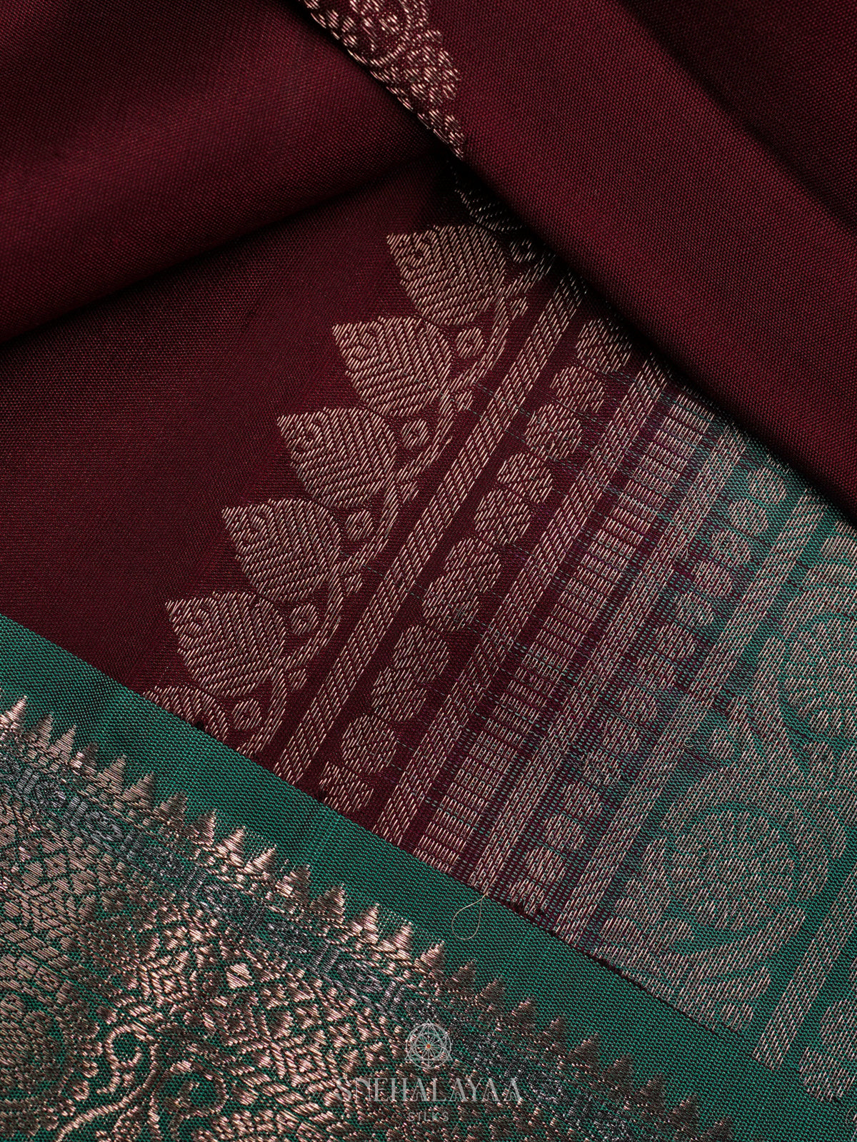Burgundy Kanjivaram Silk Saree