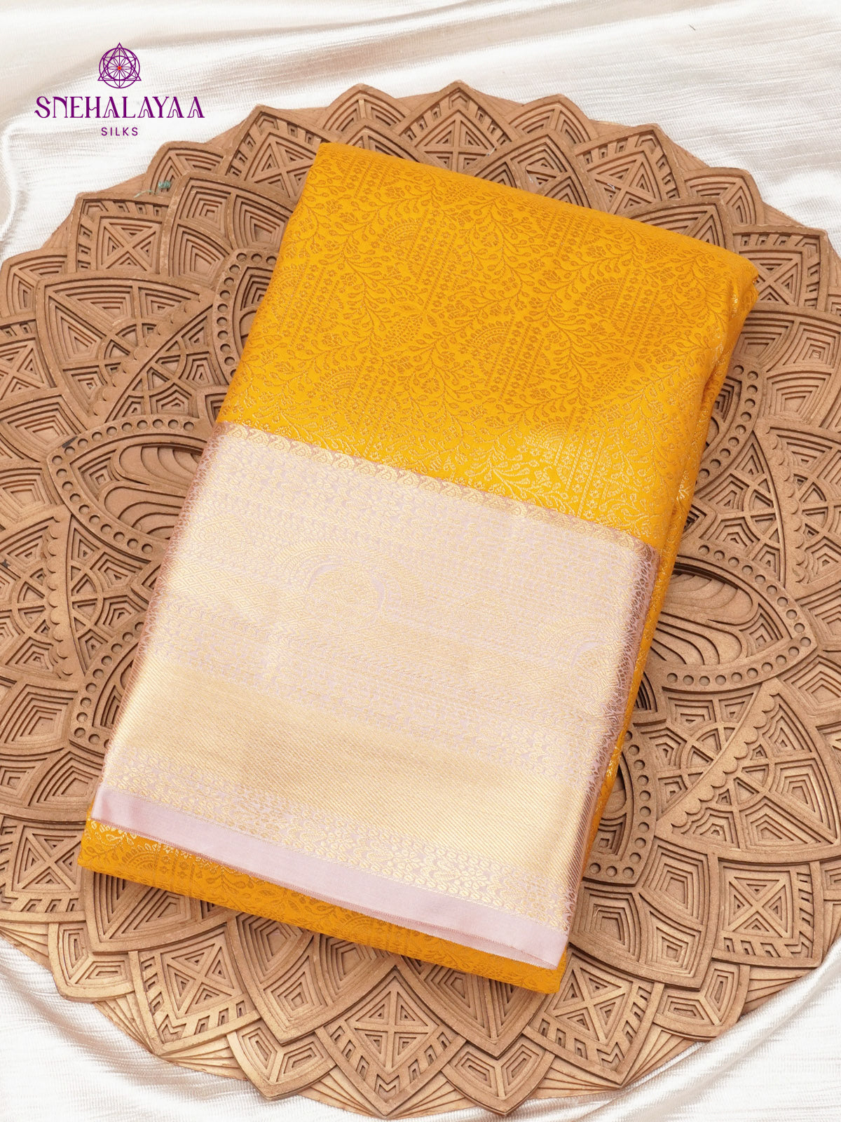 Mango Yellow Art Silk Saree