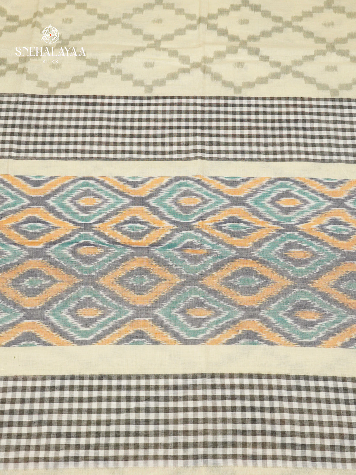 Off White Sambalpuri Cotton Saree