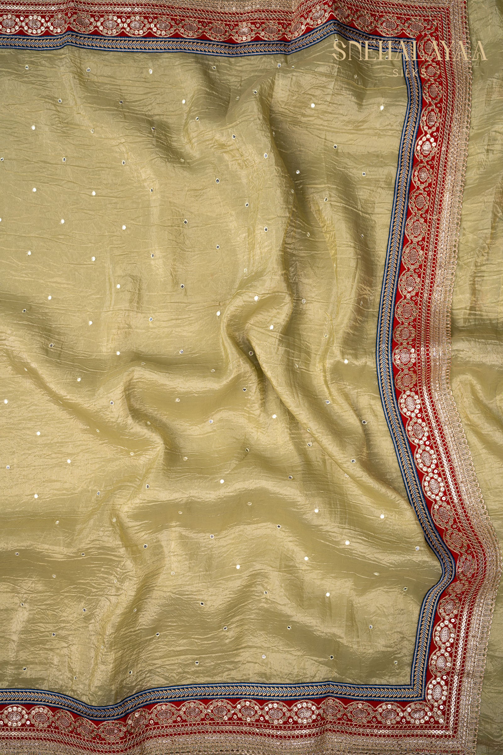 Olive Green Designer Saree