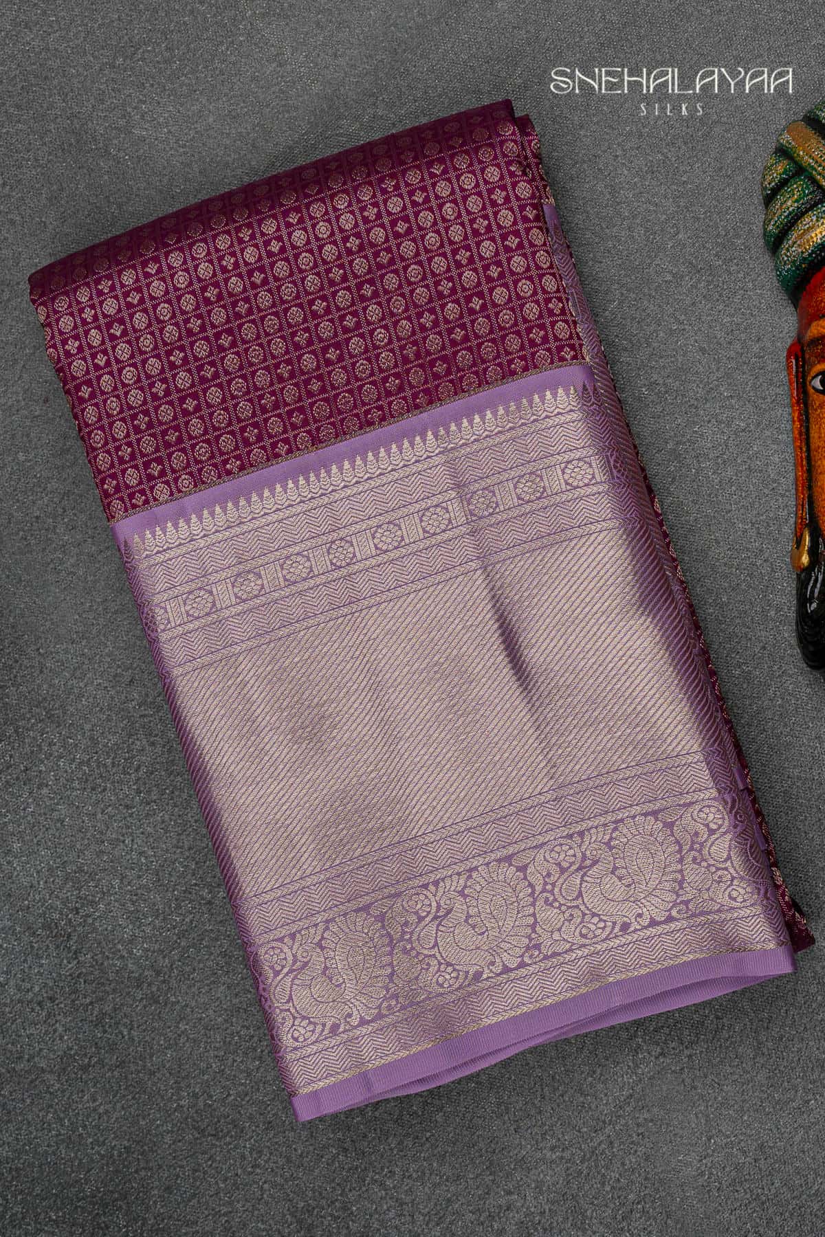 Dark Purple Kancheevaram Wedding Silk Saree