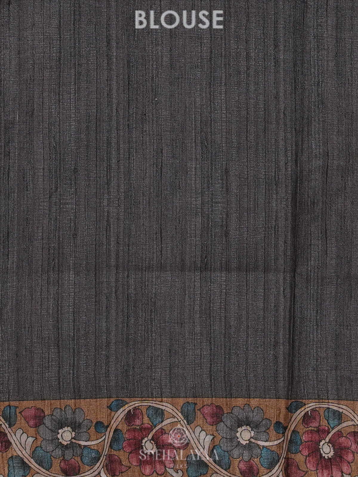 Grey Tussar Embroidery Saree