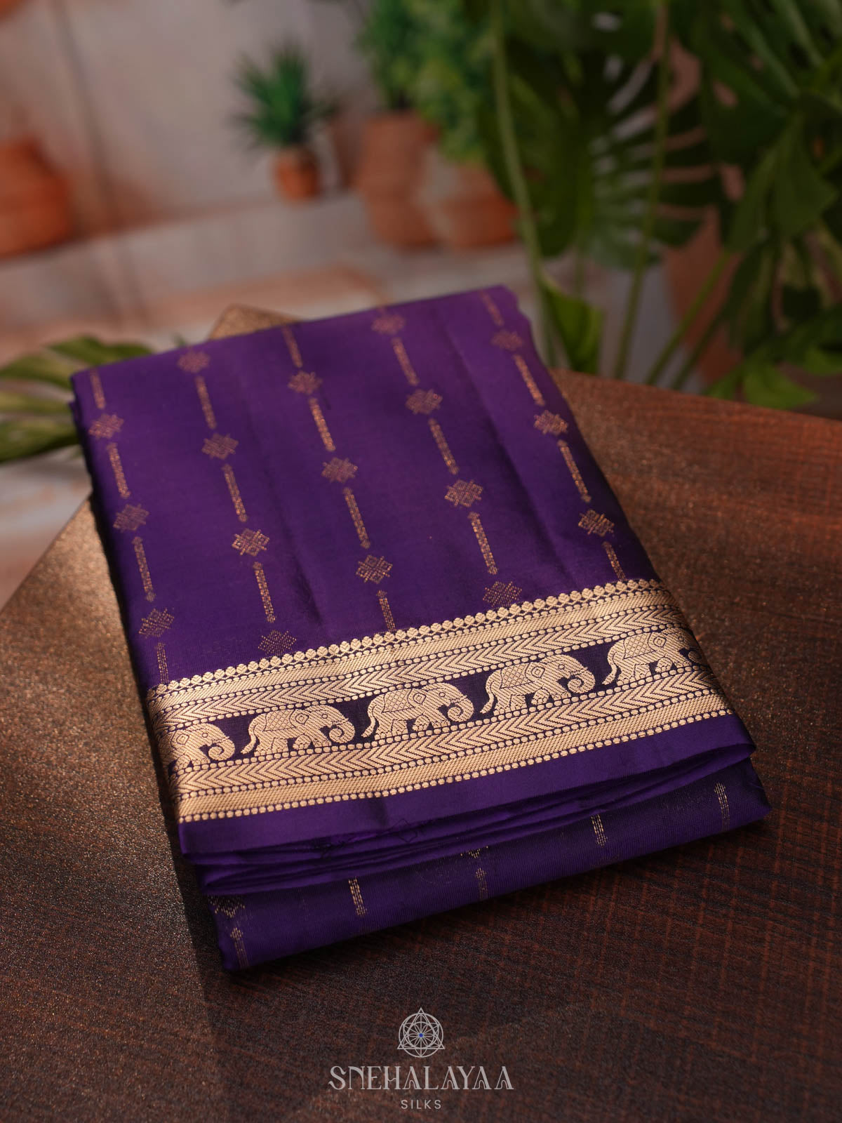 Purple Kanjivaram silk saree