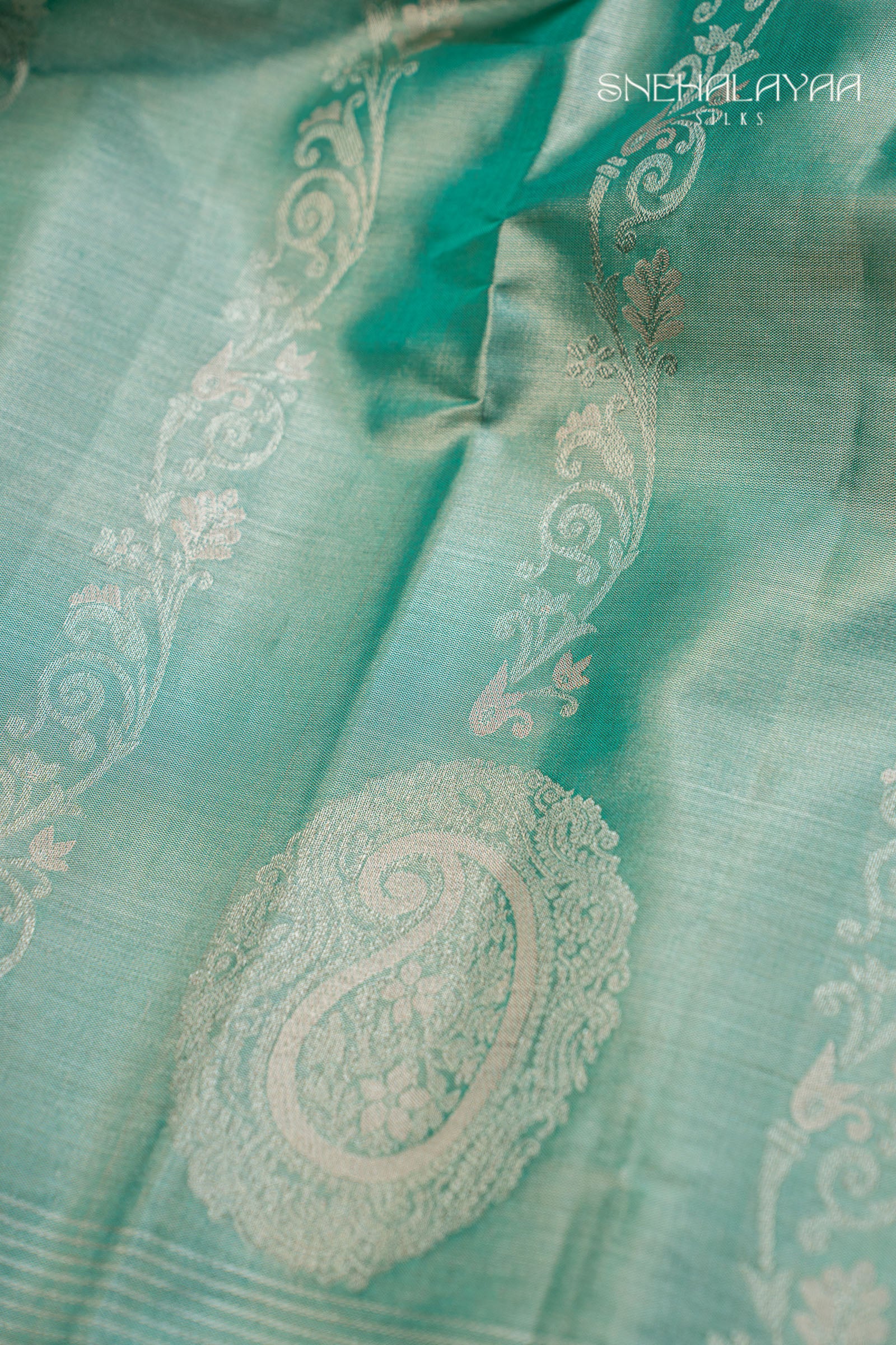 Caribbean Green Kancheevaram Silk Saree