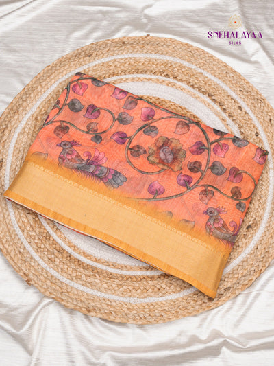 Light Orange Chanderi Saree