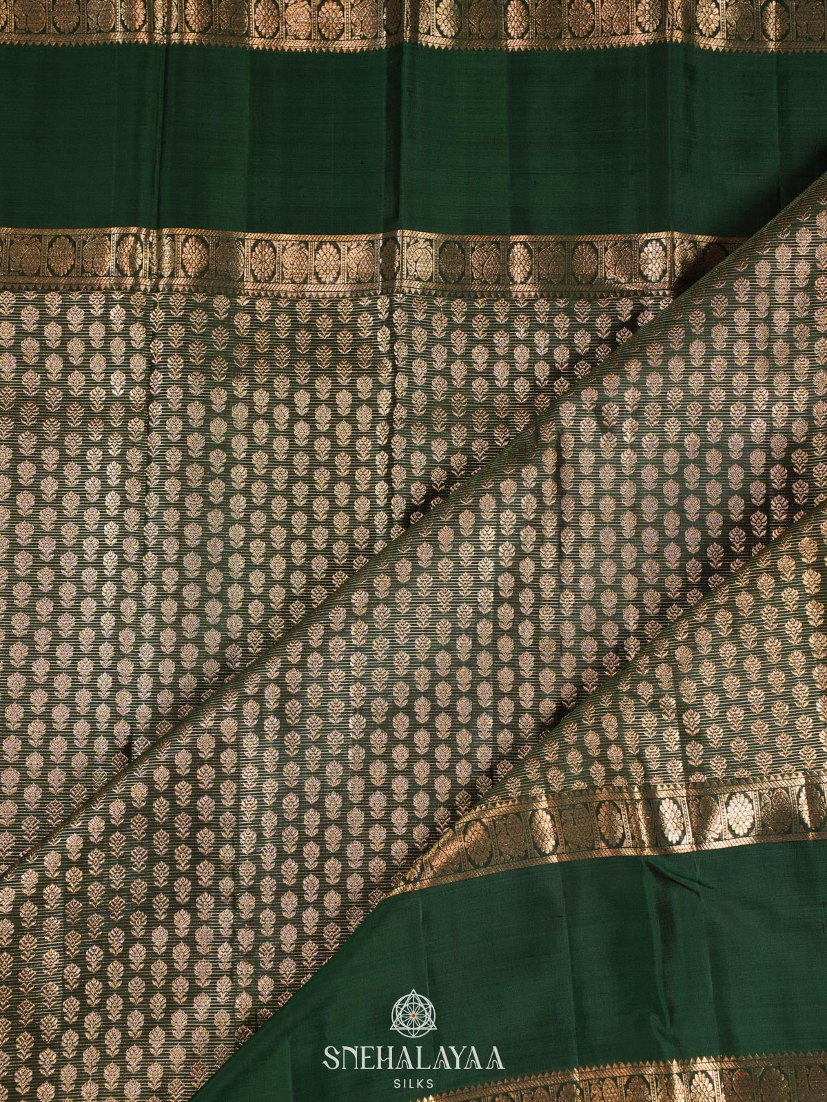 Bottle Green Kanjivaram Silk Saree