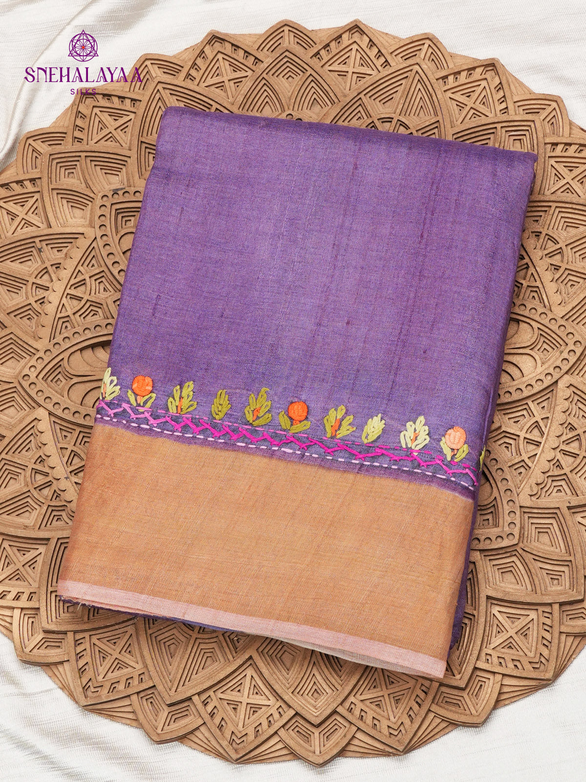 Lavender Pure Tussar Silk Saree