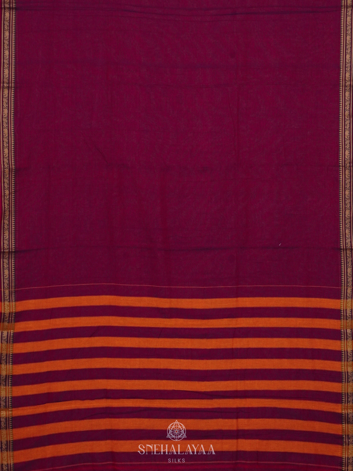 Magenta Narayanpet Cotton Saree without Blouse