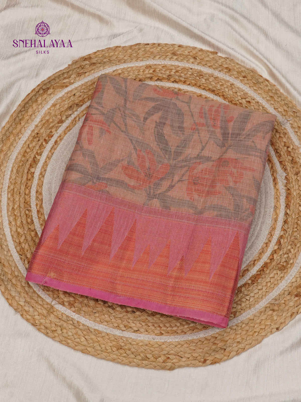 Peach Linen Tissue Saree