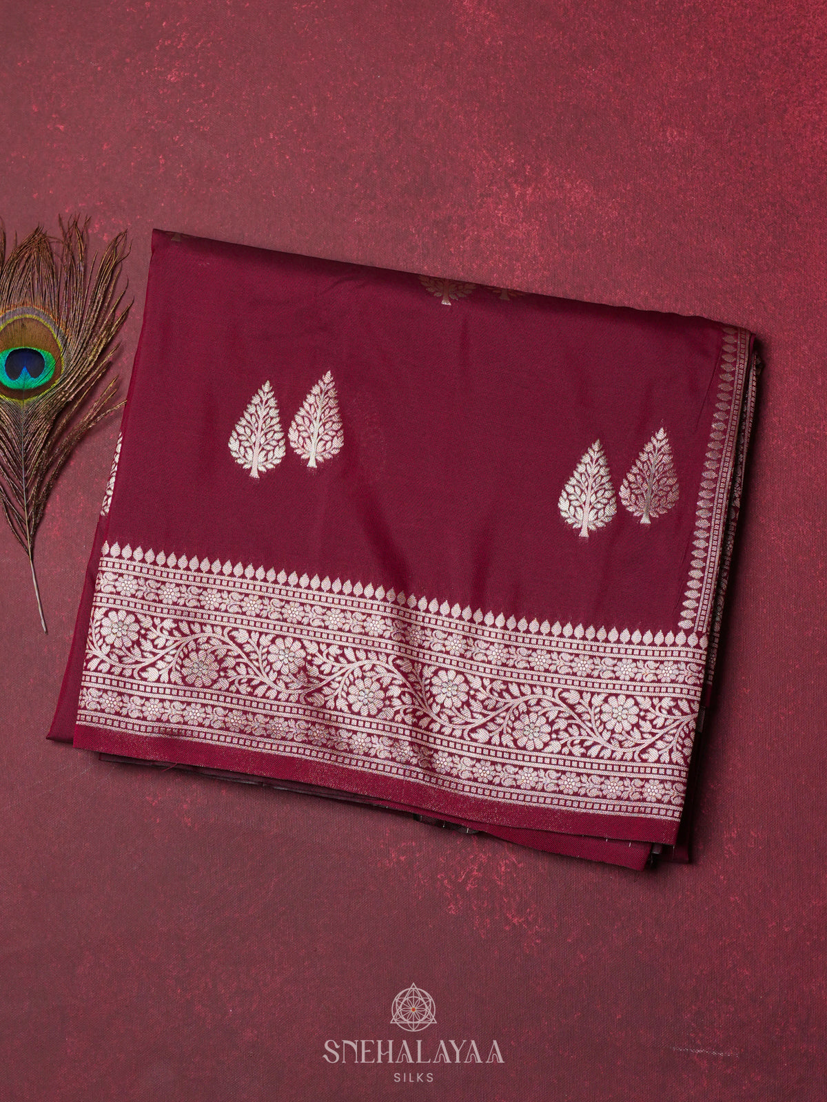 Burgundy Banaras Saree