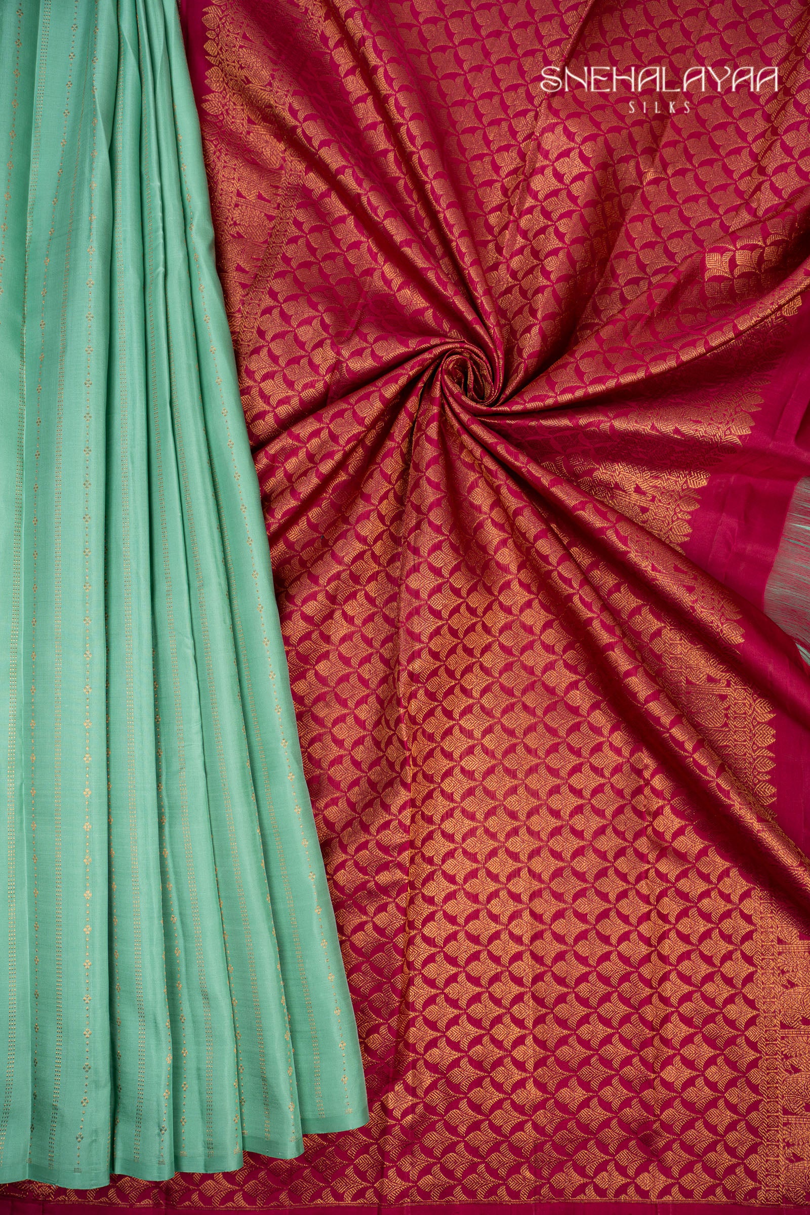 Seafoam Green Silk Saree