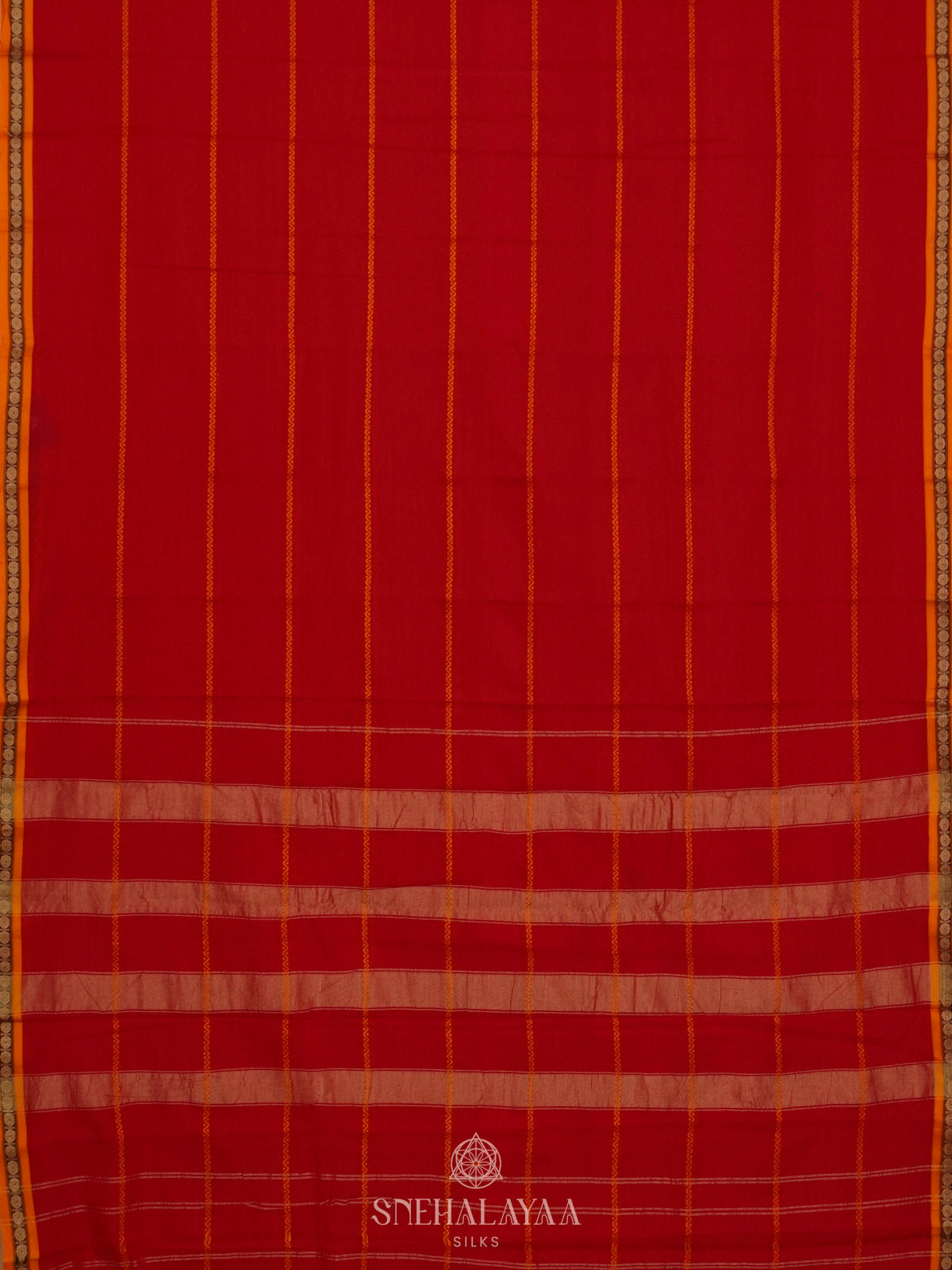 Red Narayanpet Cotton Saree without Blouse