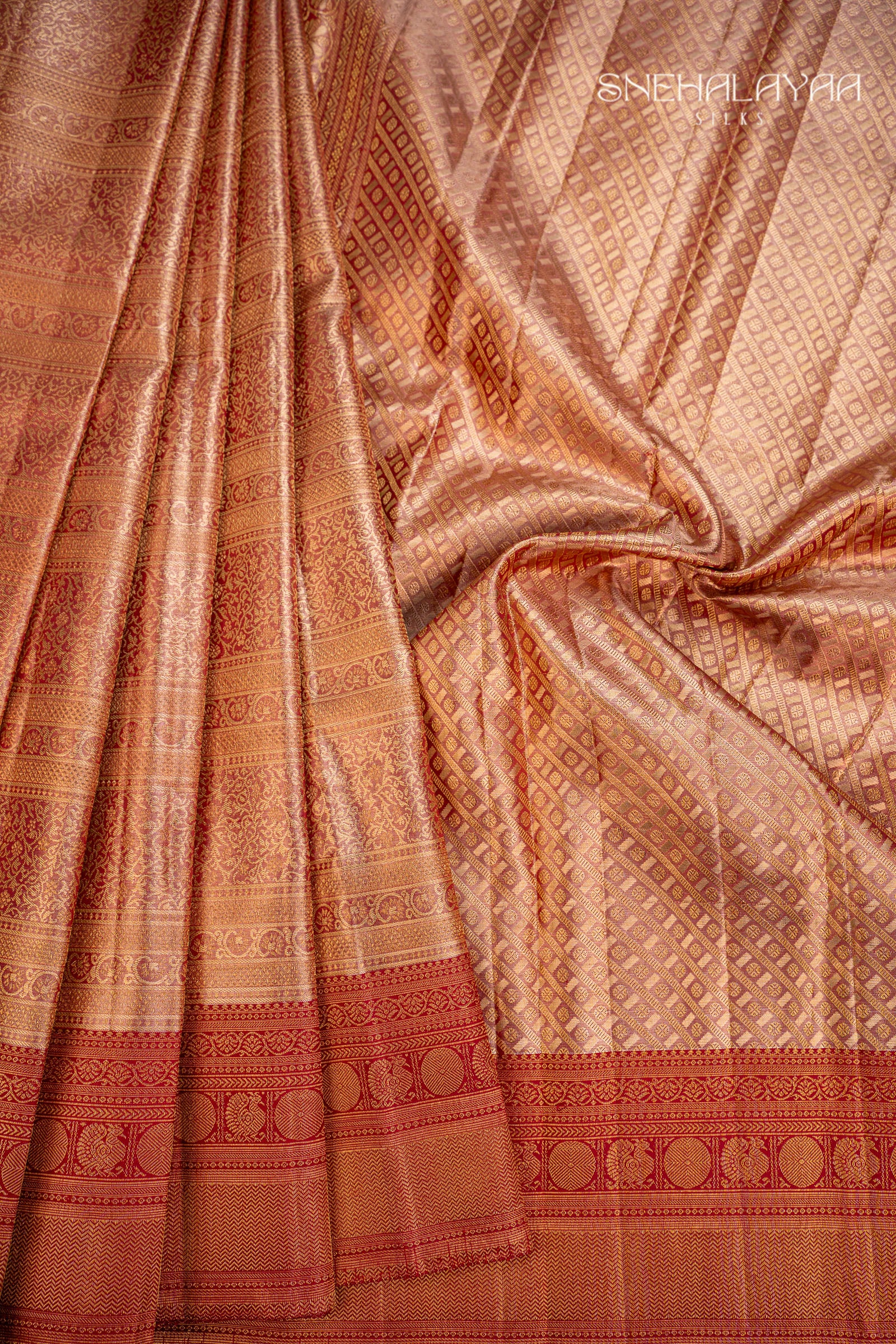 Maroon Kancheevaram Tissue Silk Saree