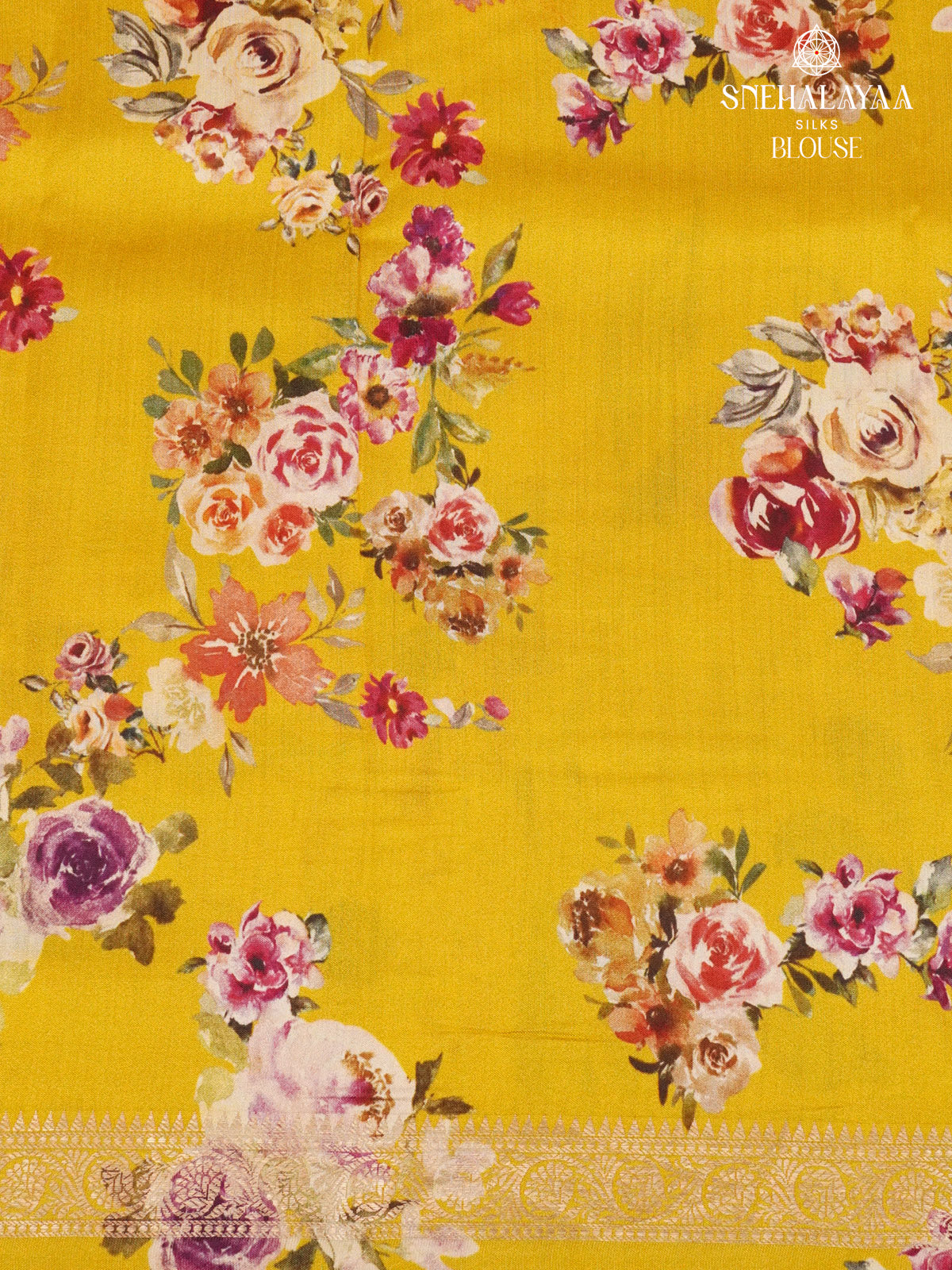 Mango Yellow Chiniya Silk Saree