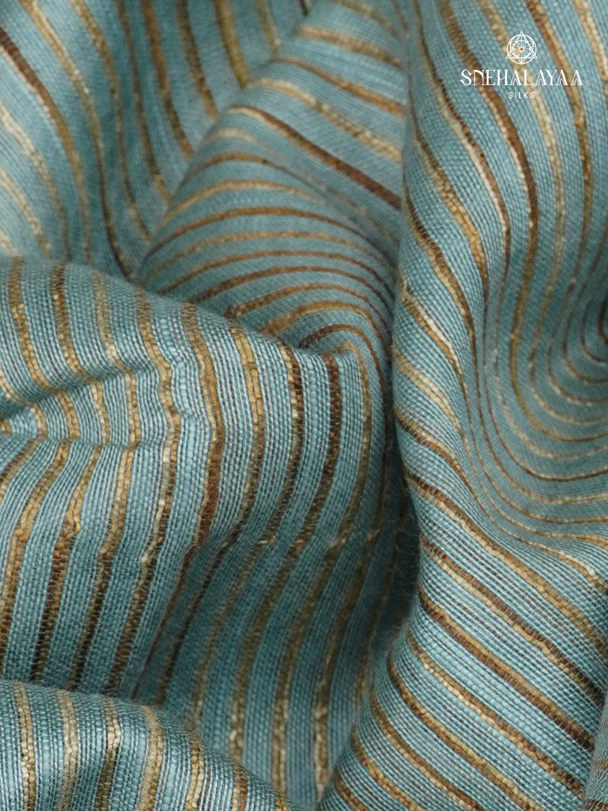 Teal Blue Bamboo Silk Saree