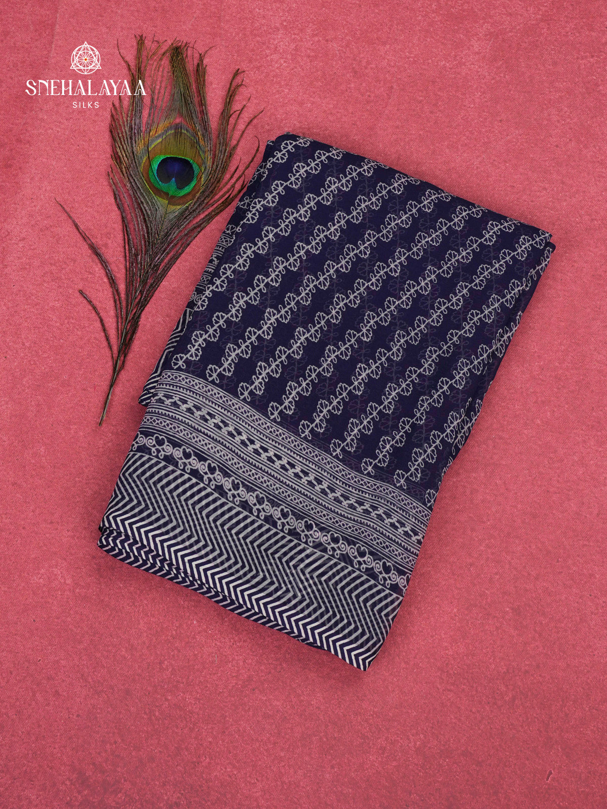 Navy Blue Chiffon Saree