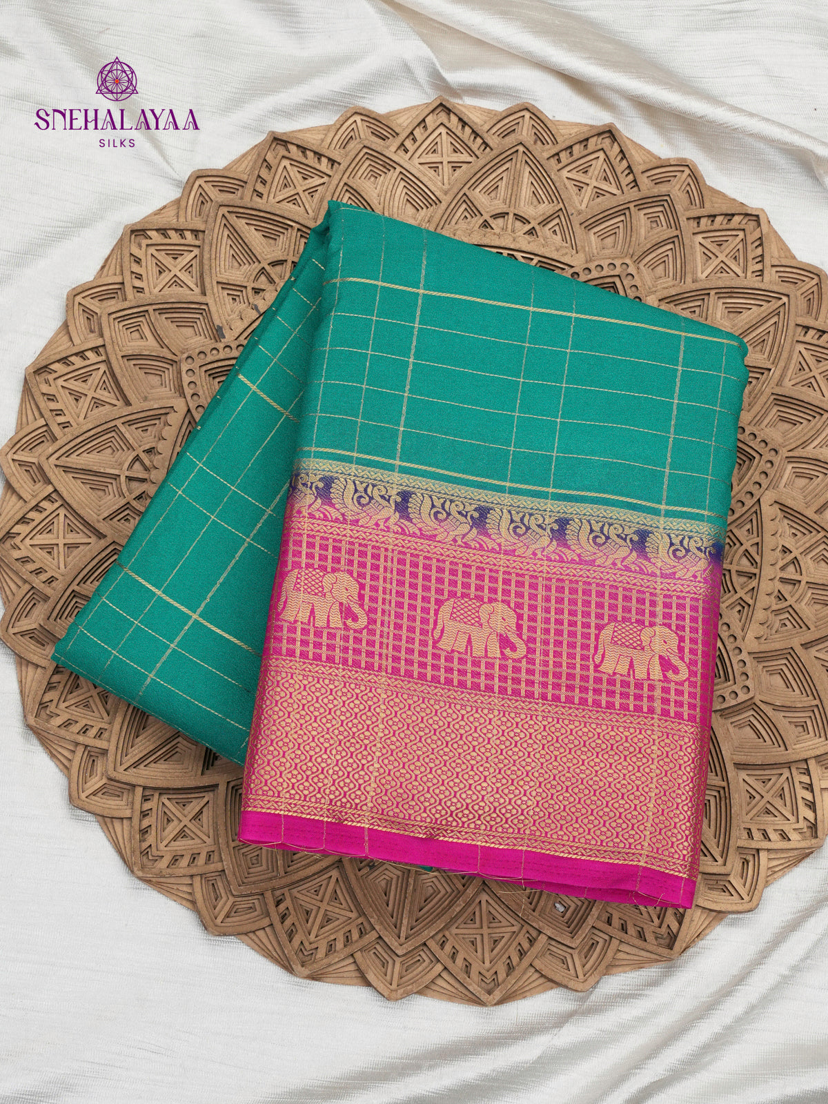 Teal Green Mysore Silk Saree