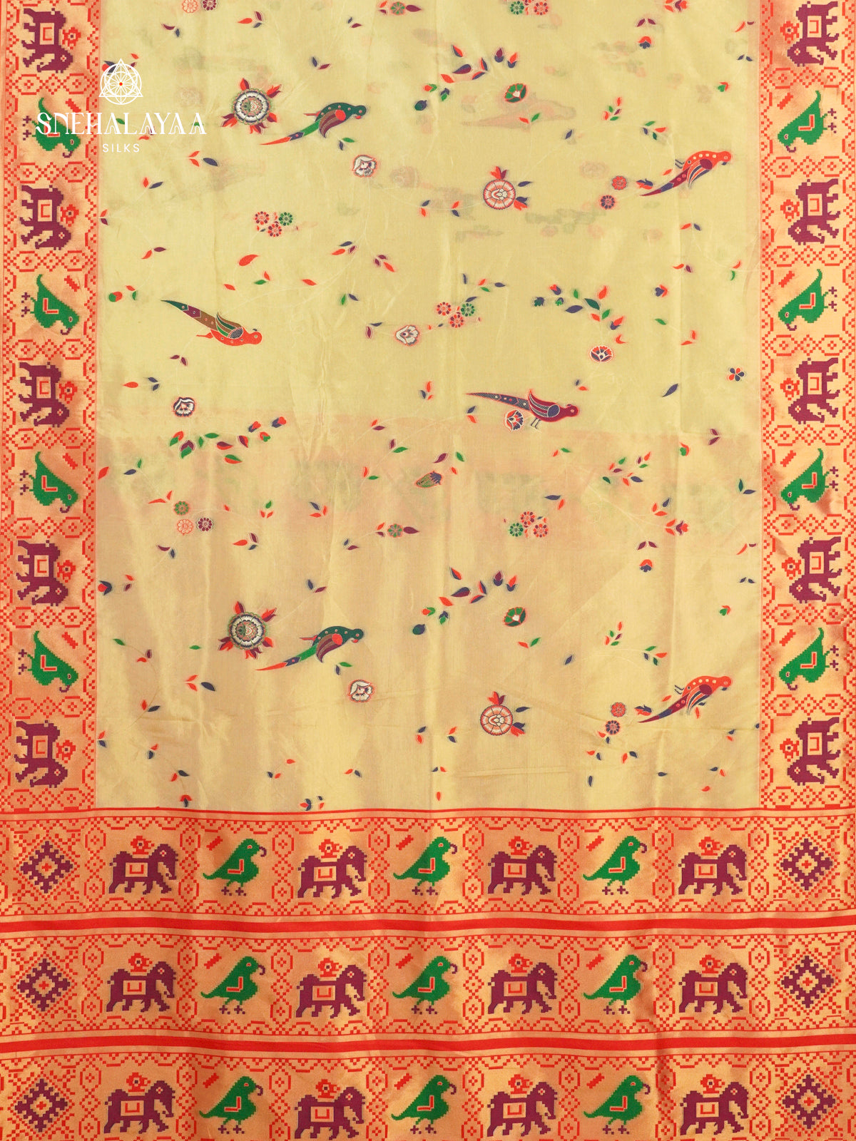 Cream Tissue Paithani Saree