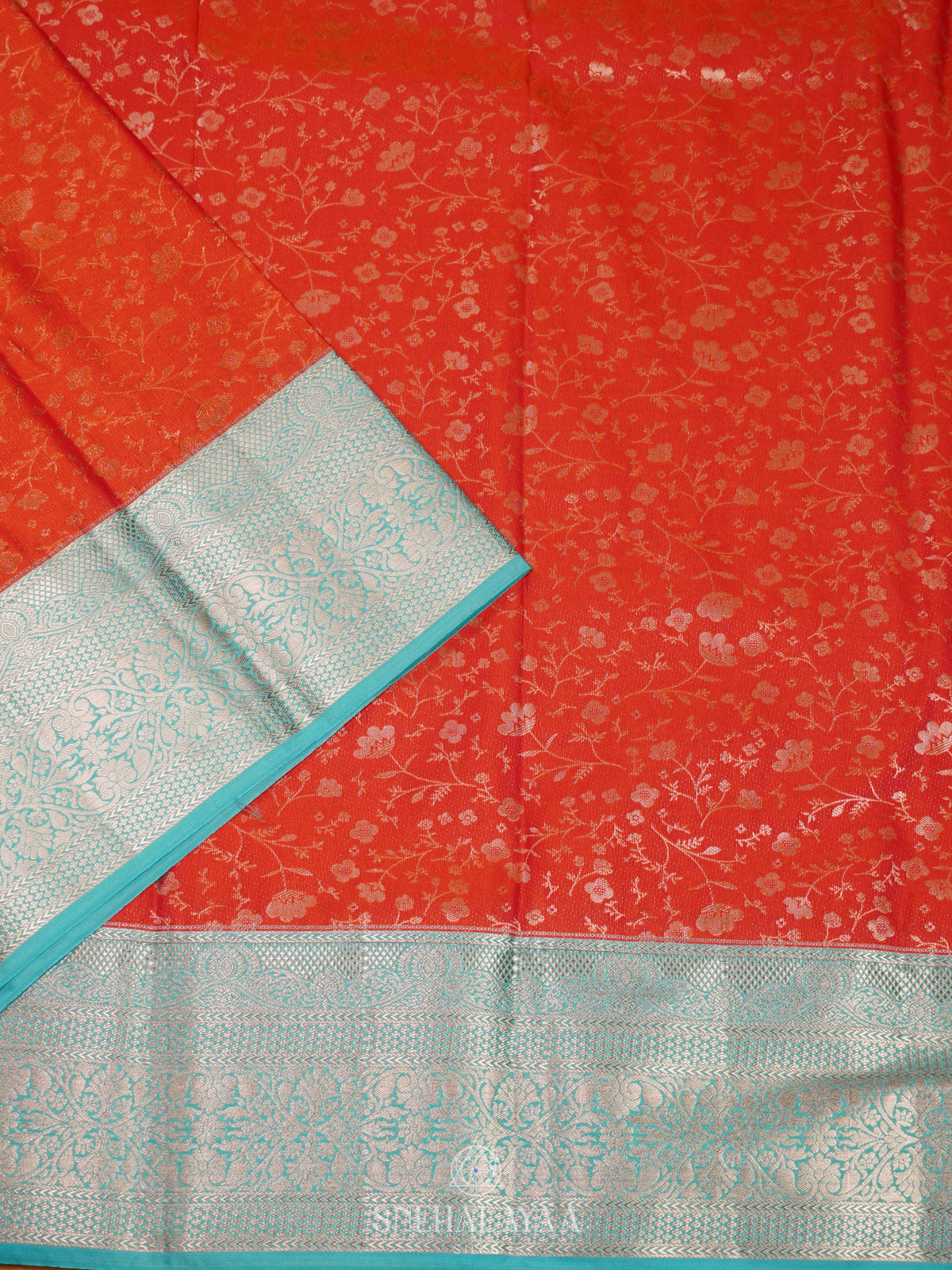 Orange Art Silk Saree