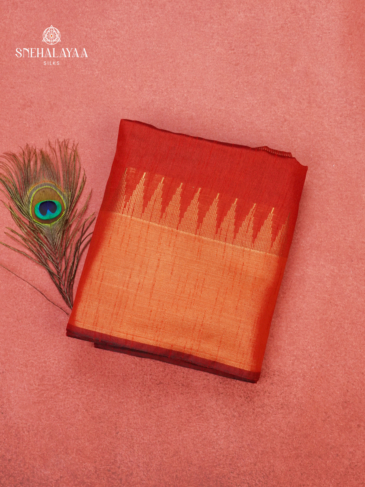 Red Dupion Silk Saree