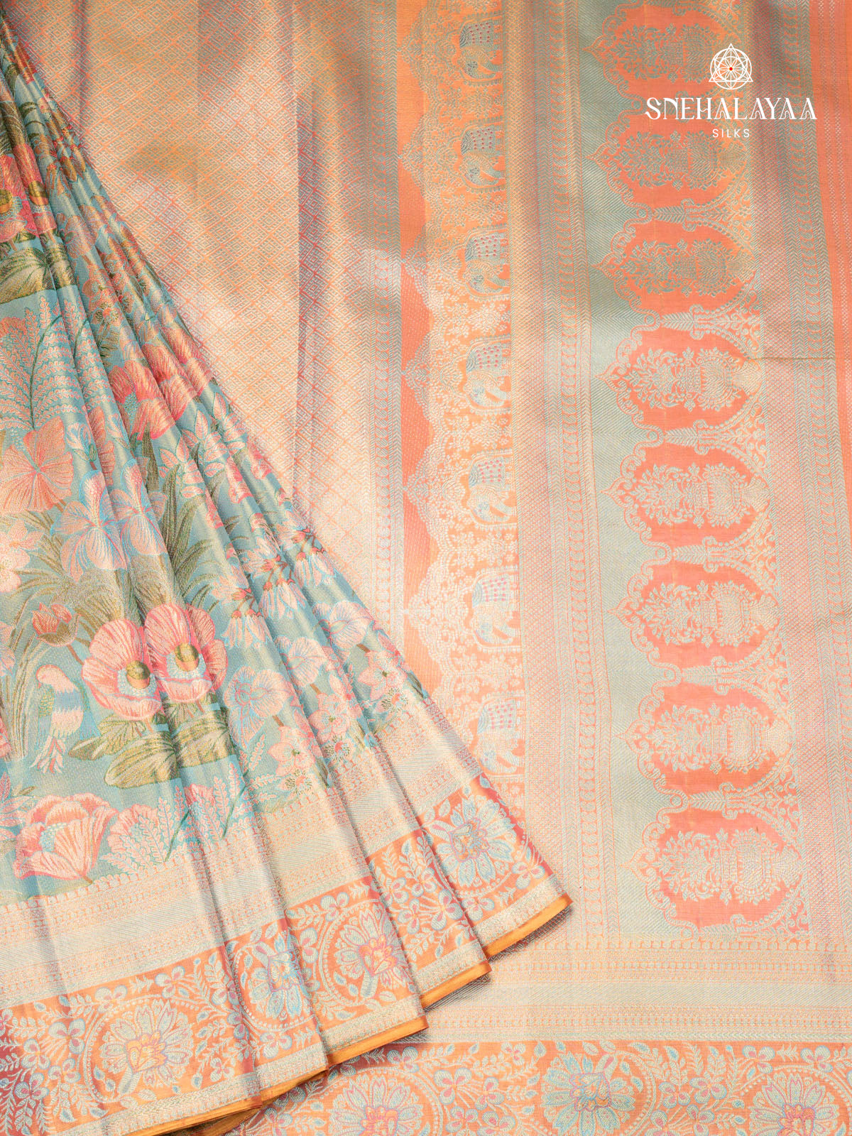 Sandal Tissue Kanjivaram Silk Saree