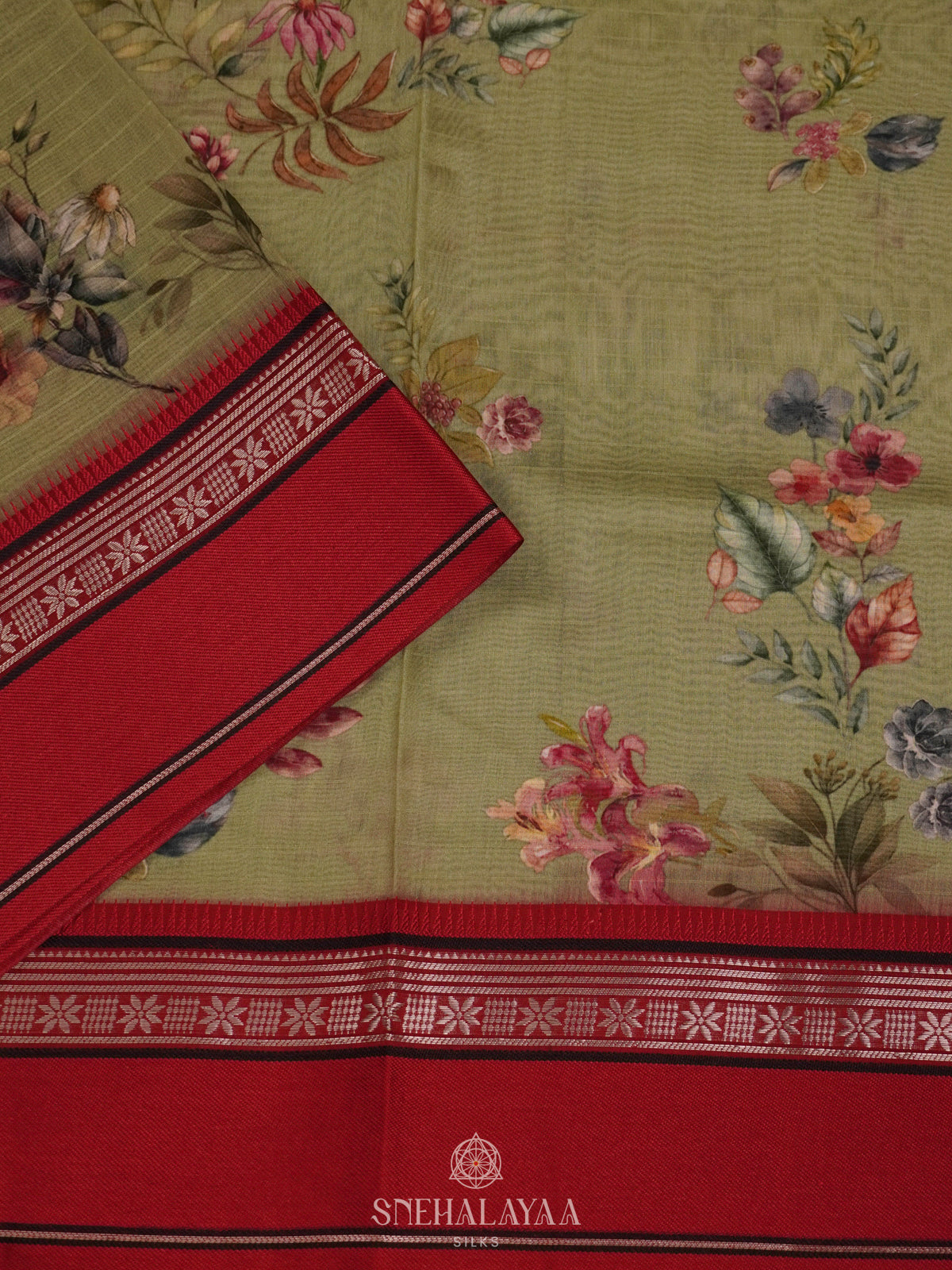 Olive Green Chanderi Saree