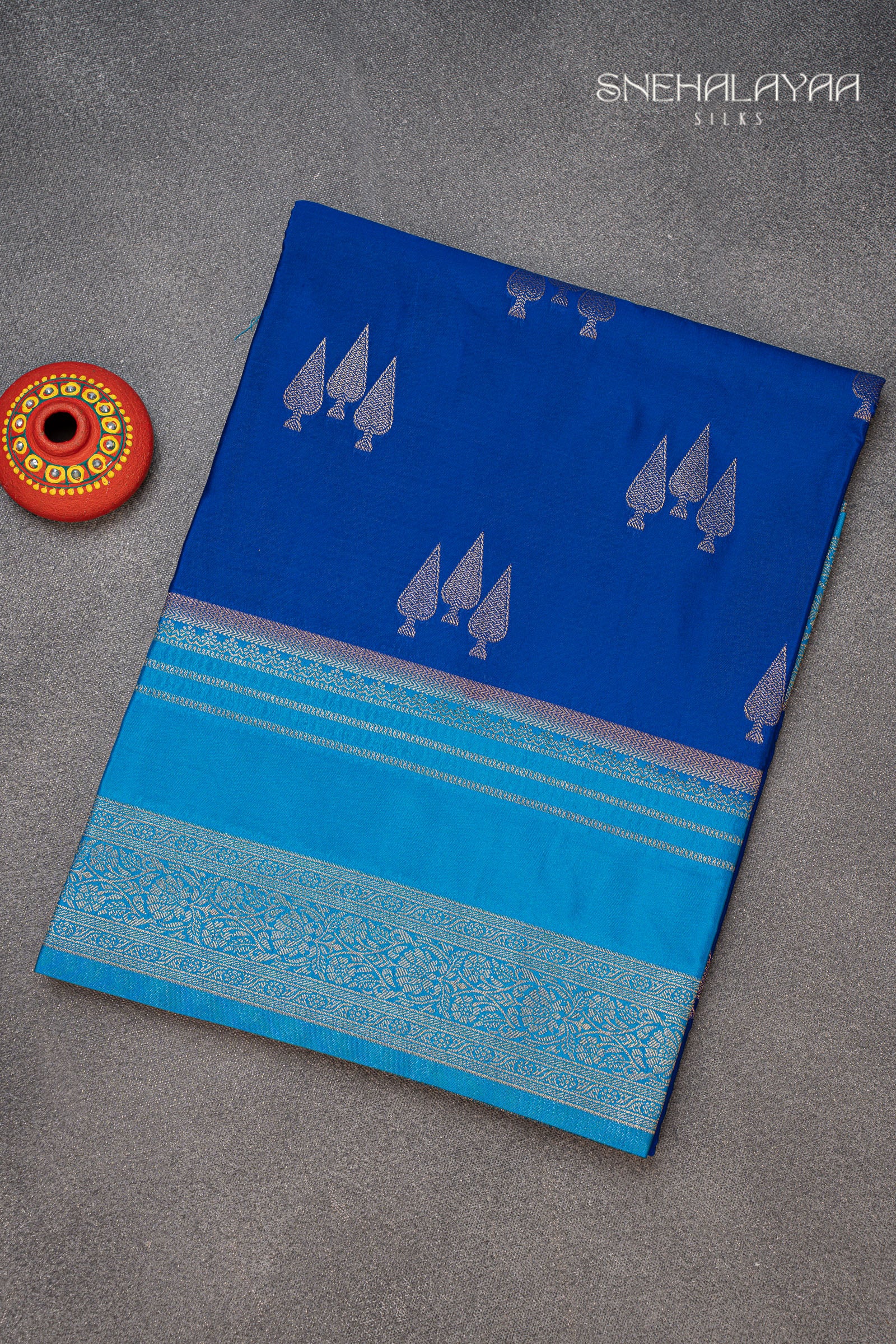 Lapis Blue Semi Mysore Silk Saree