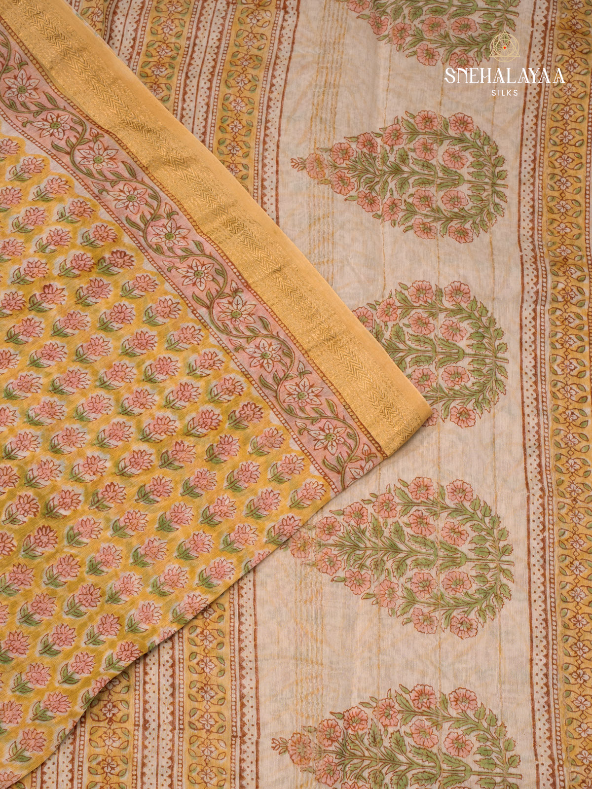 Mustard Yellow Chanderi Saree