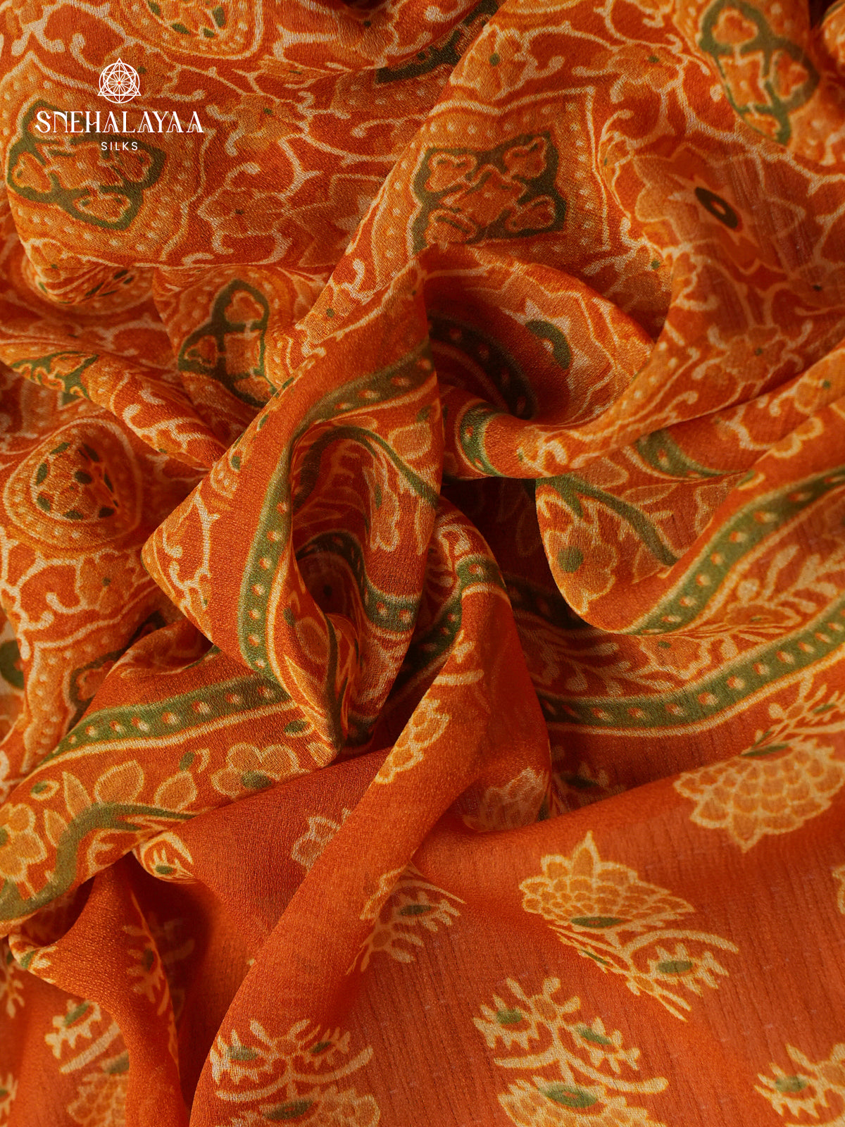 Orange Chiffon Saree